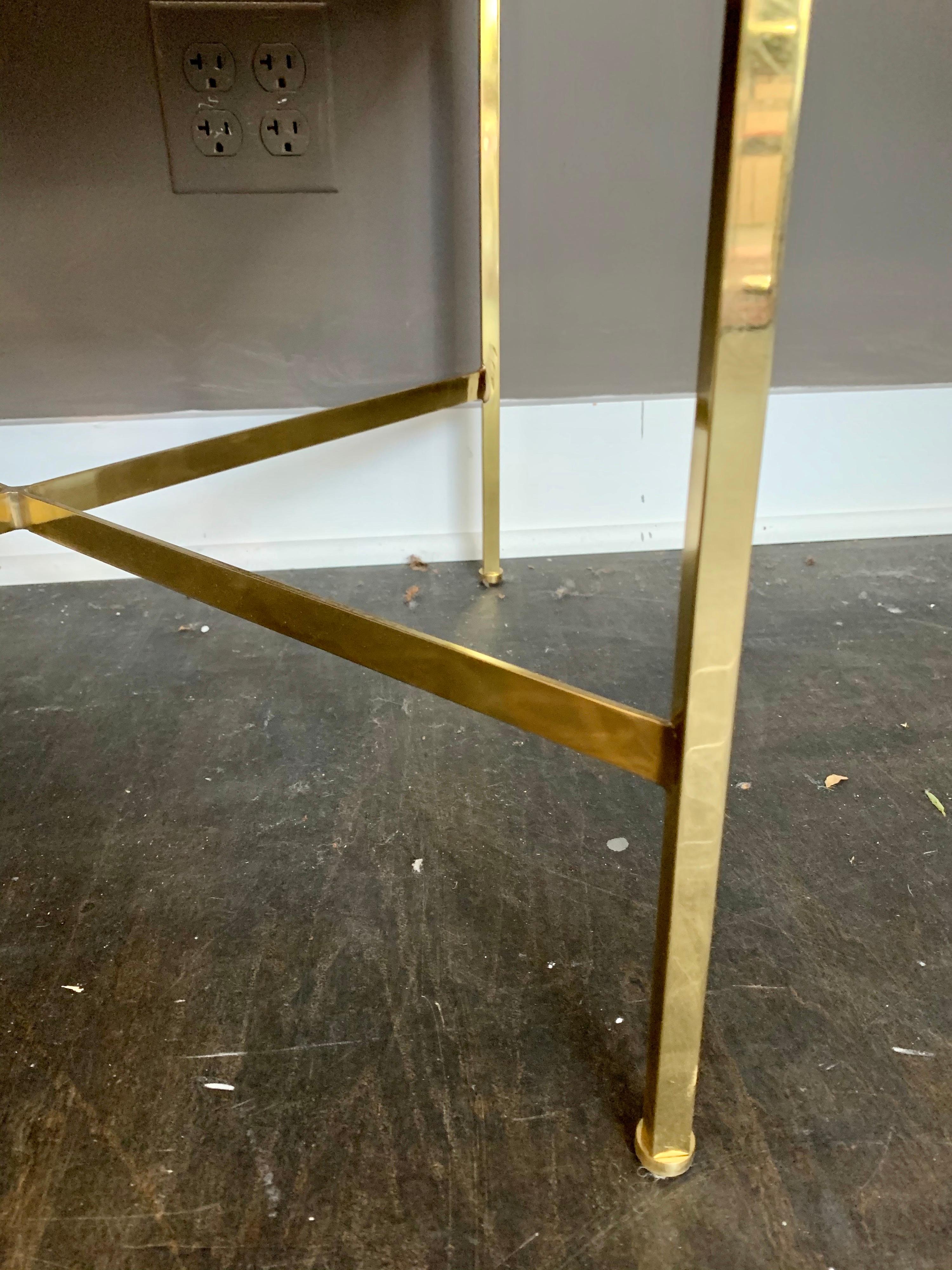 Paul McCobb X Base Brass Stools, Pair In Good Condition In East Hampton, NY