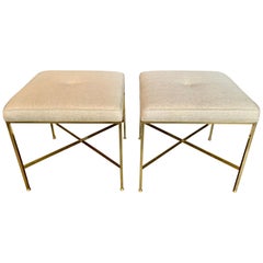 Paul McCobb X Base Brass Stools, Pair