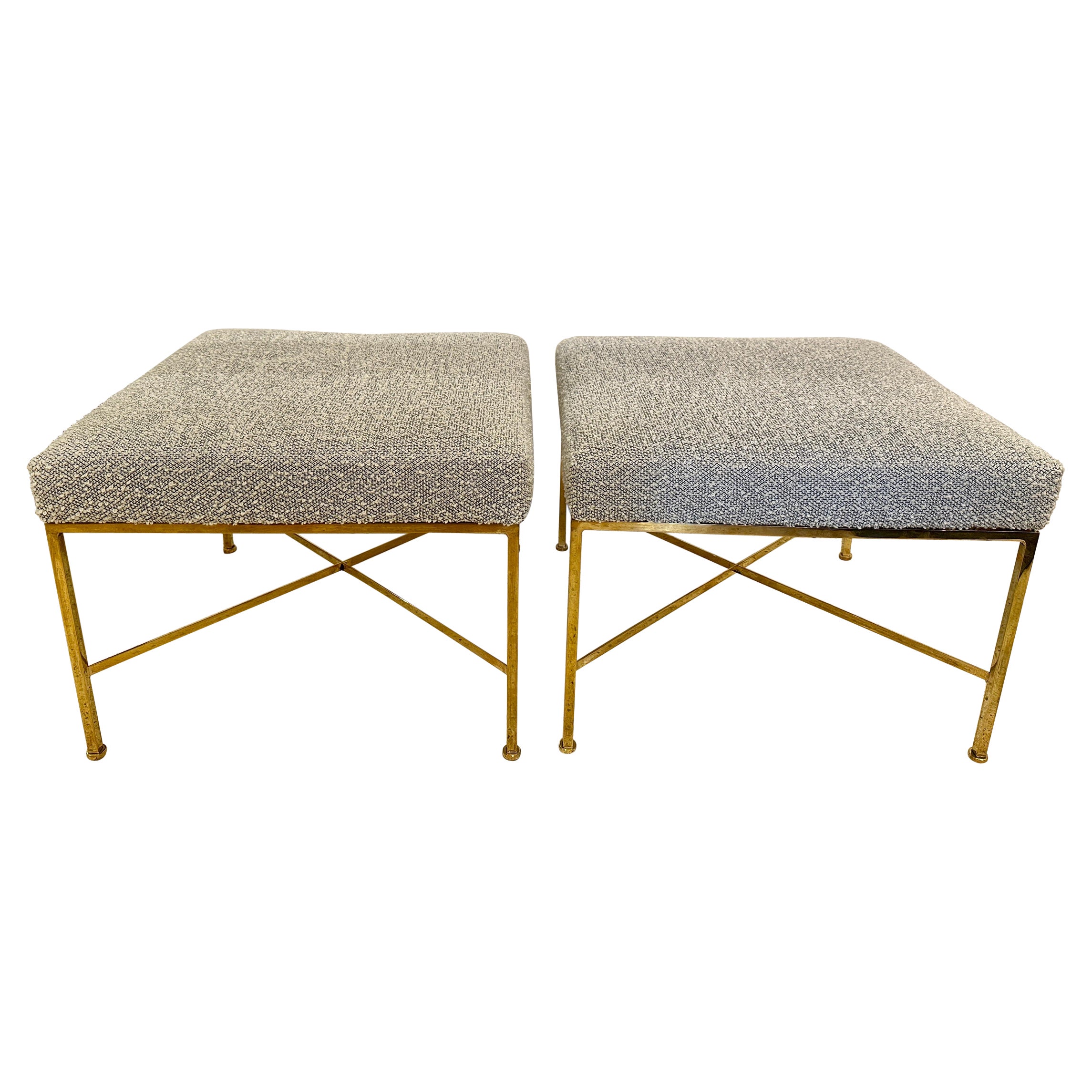 Paul McCobb "X" Basis Messing Hocker, Paar