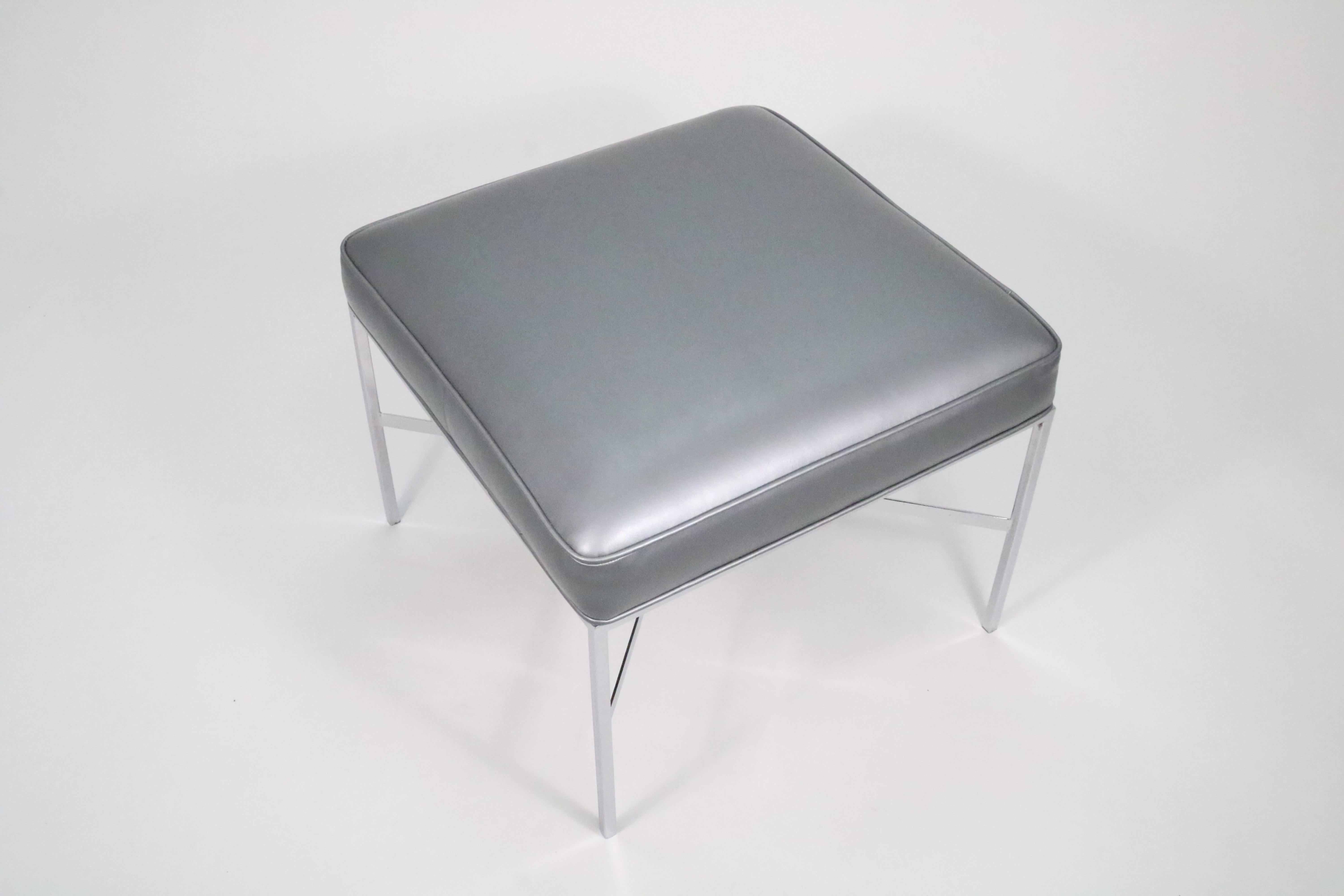 A Paul McCobb classic, this X-base stool is his timeless design for Calvin Furniture. Elegant without being fussy, refined without feeling precious, and like so much of his work, perfectly proportioned. 

This is a rare polished chrome edition