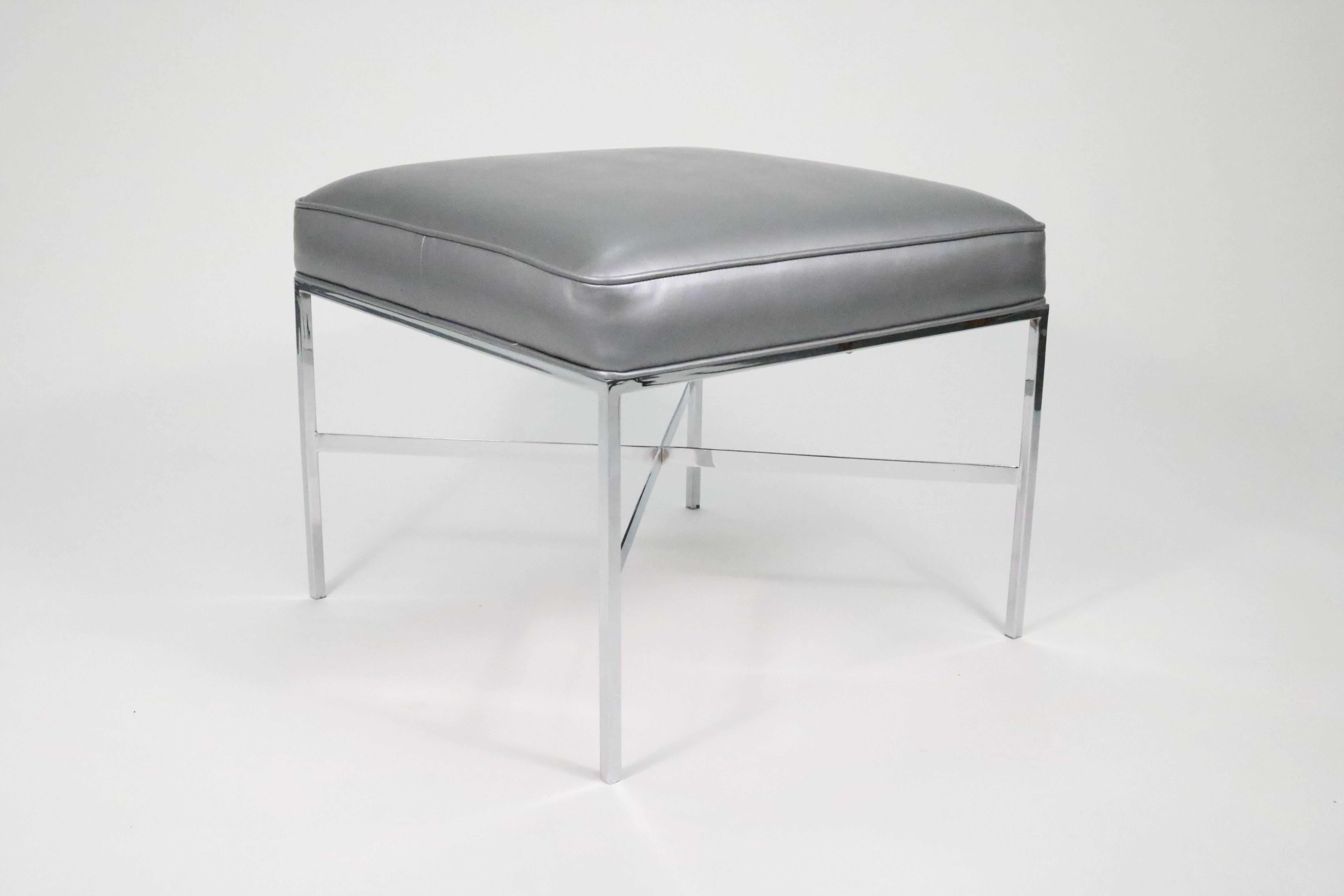 Mid-Century Modern Paul McCobb X-Base Stool in Polished Chrome for Calvin