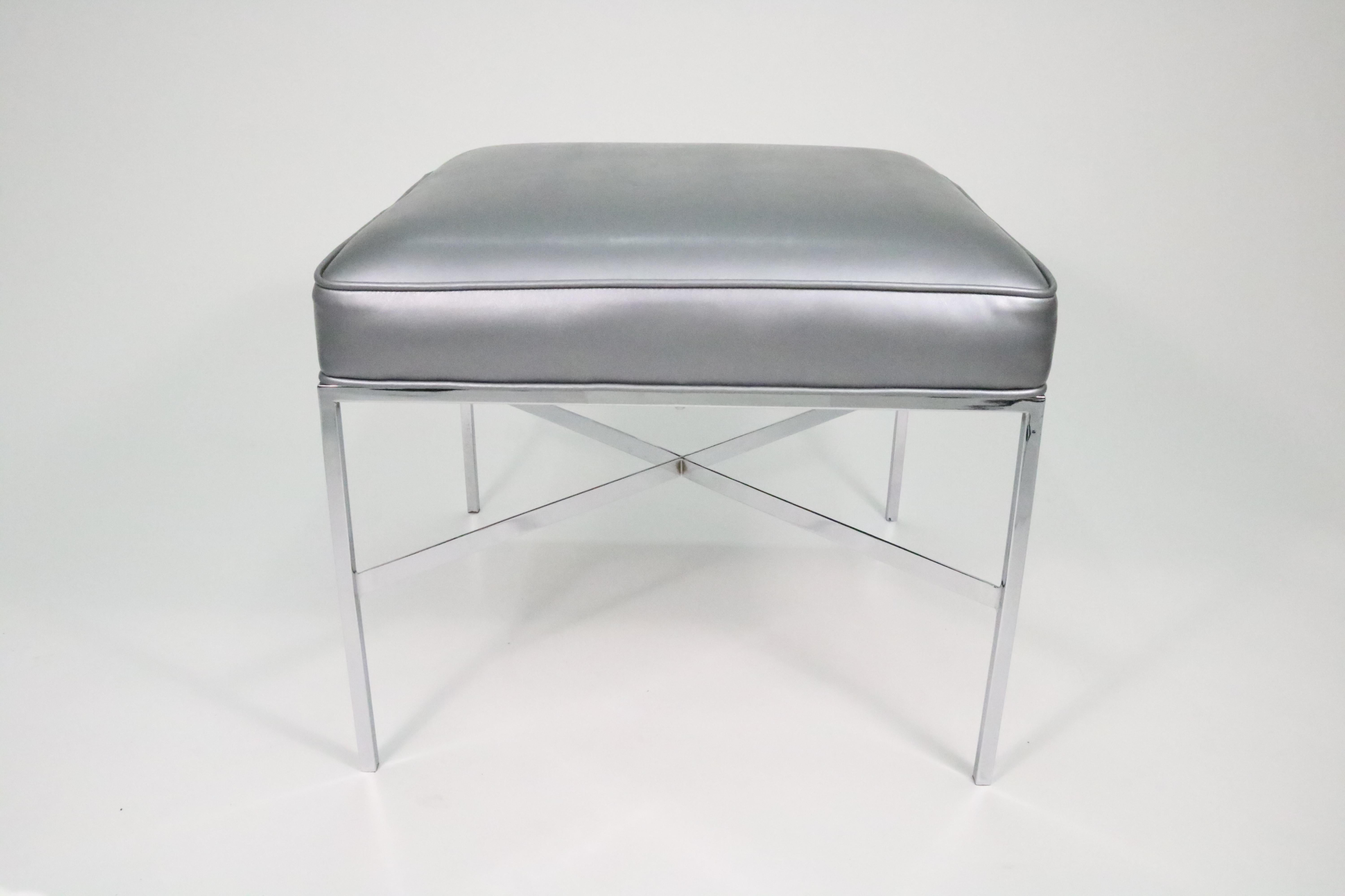 Paul McCobb X-Base Stool in Polished Chrome for Calvin In Good Condition In Littleton, CO