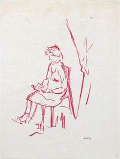 Peacefully Reading 20th Century Serigraph