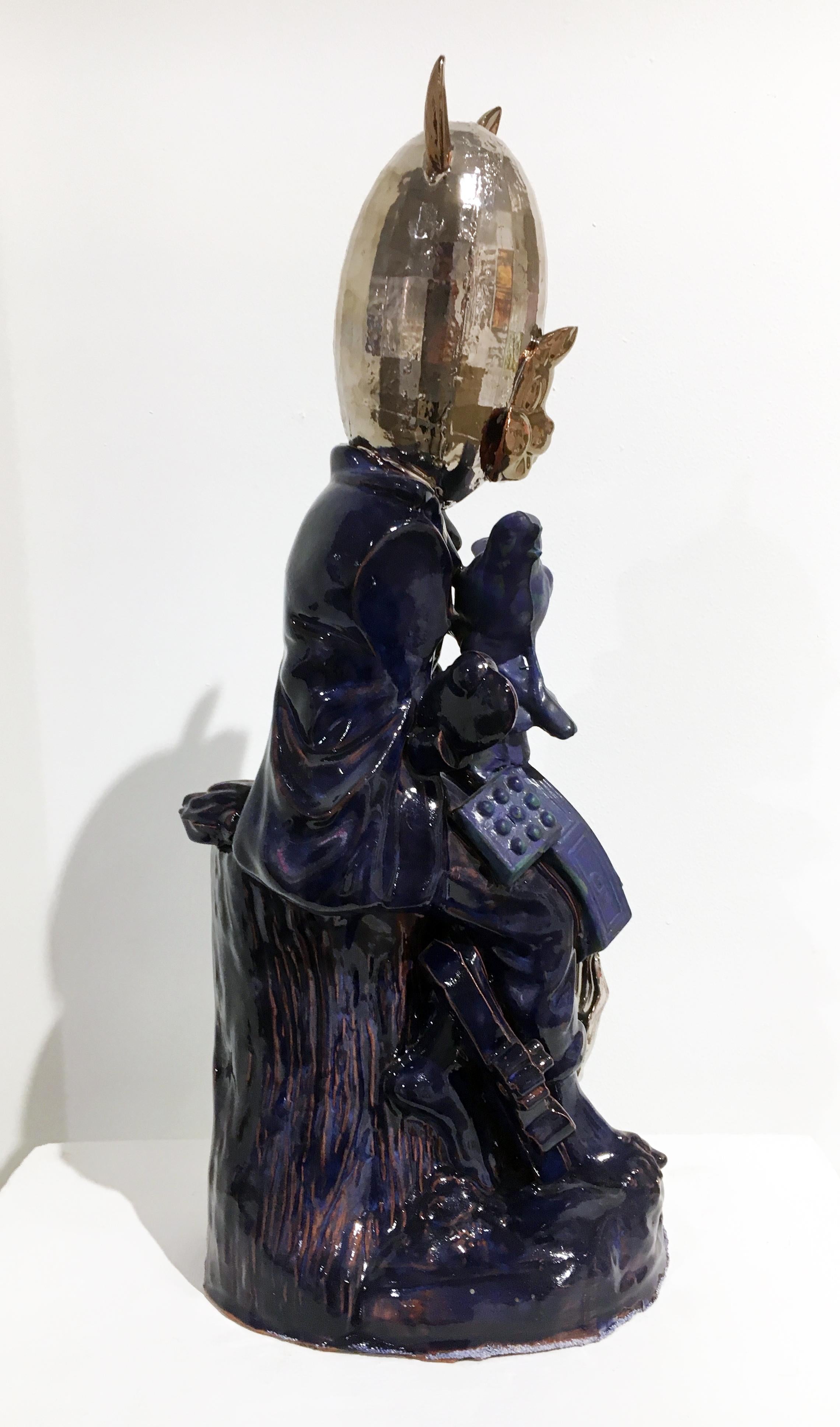 Contemporary Porcelain and Earthenware Sculpture with Glaze and Luster - Gray Figurative Sculpture by Paul McMullan