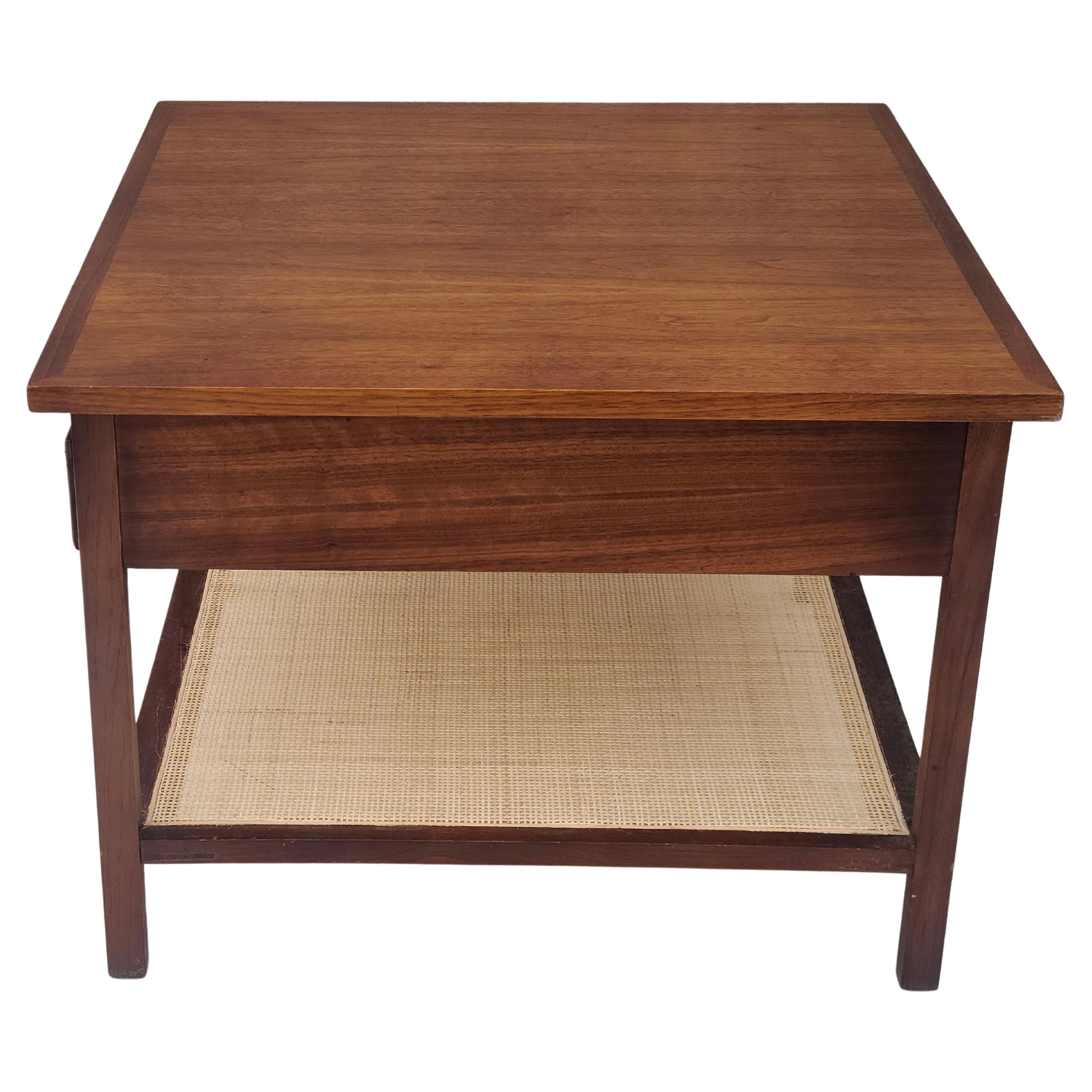 Paul Mcobb Lane End Table Delineator Walnut Cane For Sale 2