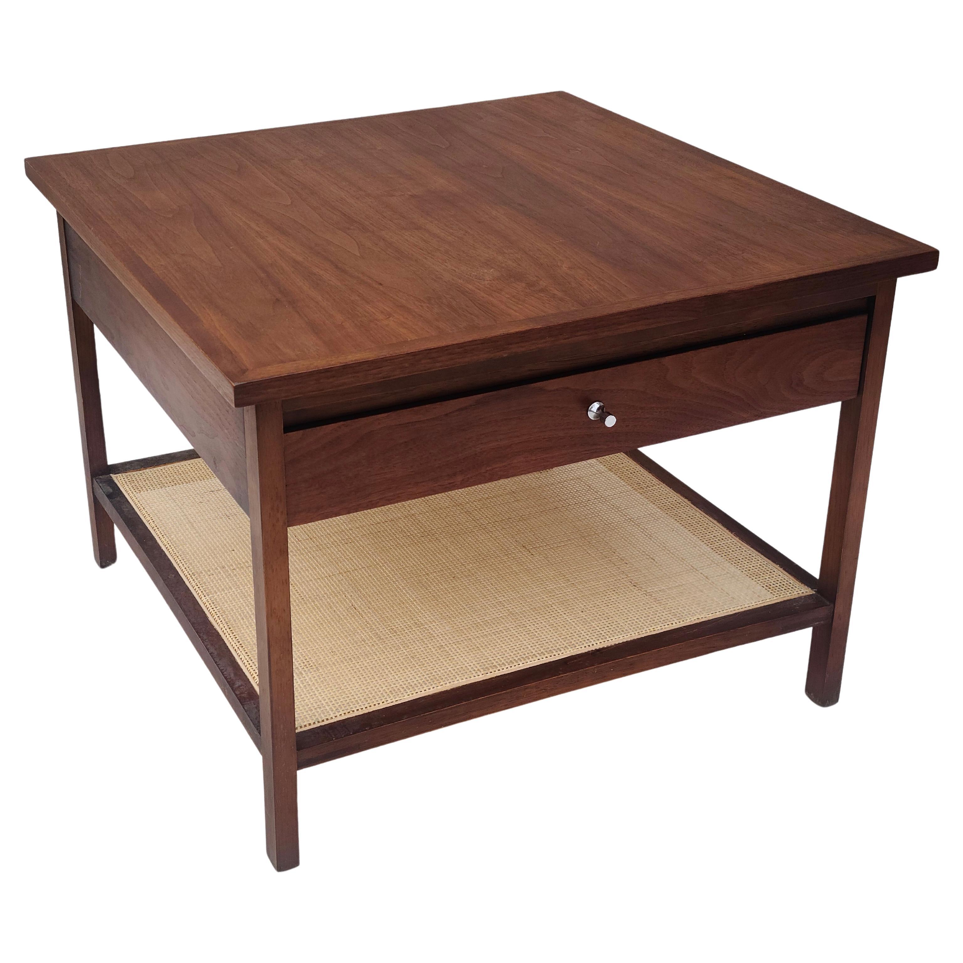 Paul Mcobb Lane End Table Delineator Walnut Cane For Sale 4