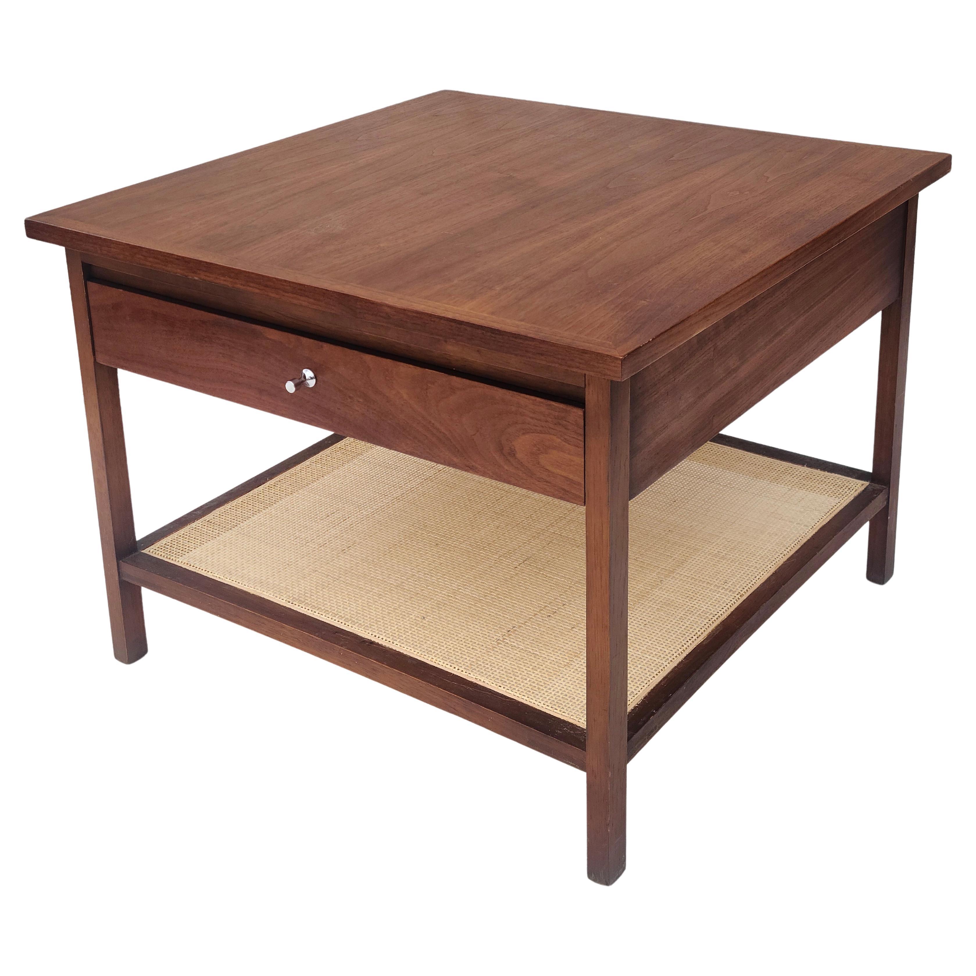 Paul Mcobb Lane End Table Delineator Walnut Cane For Sale