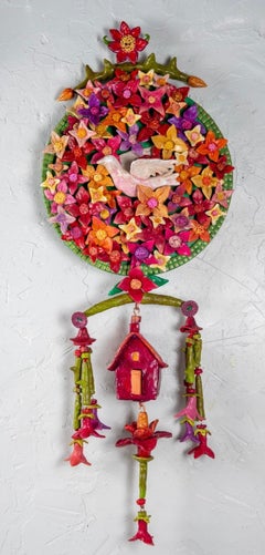 'A House is Not a Home' by Paul Medina; Fired Clay, Underglaze; 18" x 47" x 1.5"