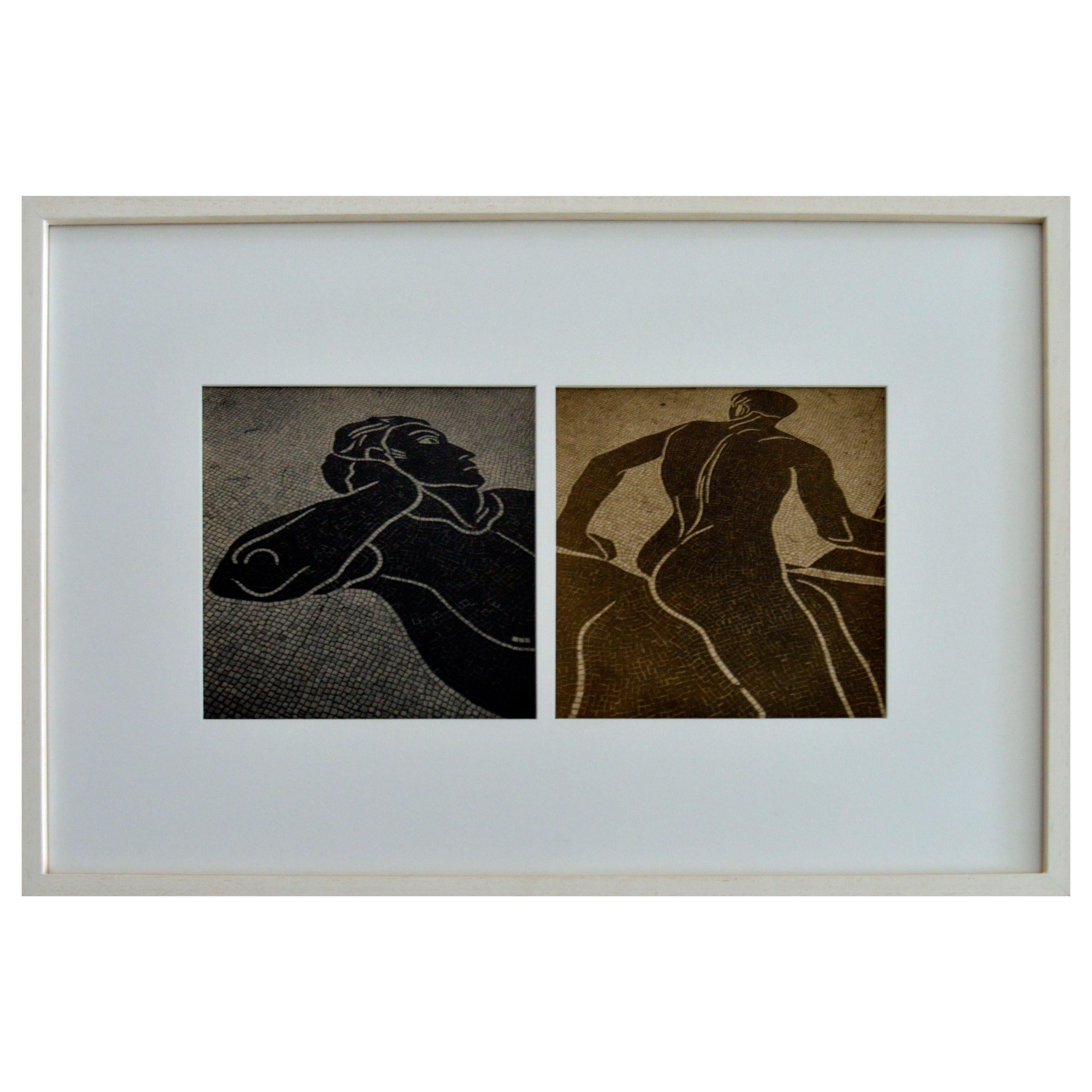 Greek Mosaics, Diptych Figurative Photography , Framed For Sale 1