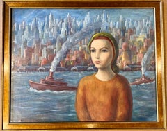 ""Woman in New York City"" amerikanische Szene aus der Mitte des 20. Jahrhunderts WPA Modernismus Realismus