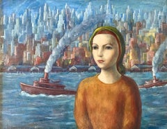 "Woman in New York City" Mid-20th Century American Scene WPA Modernism Realism