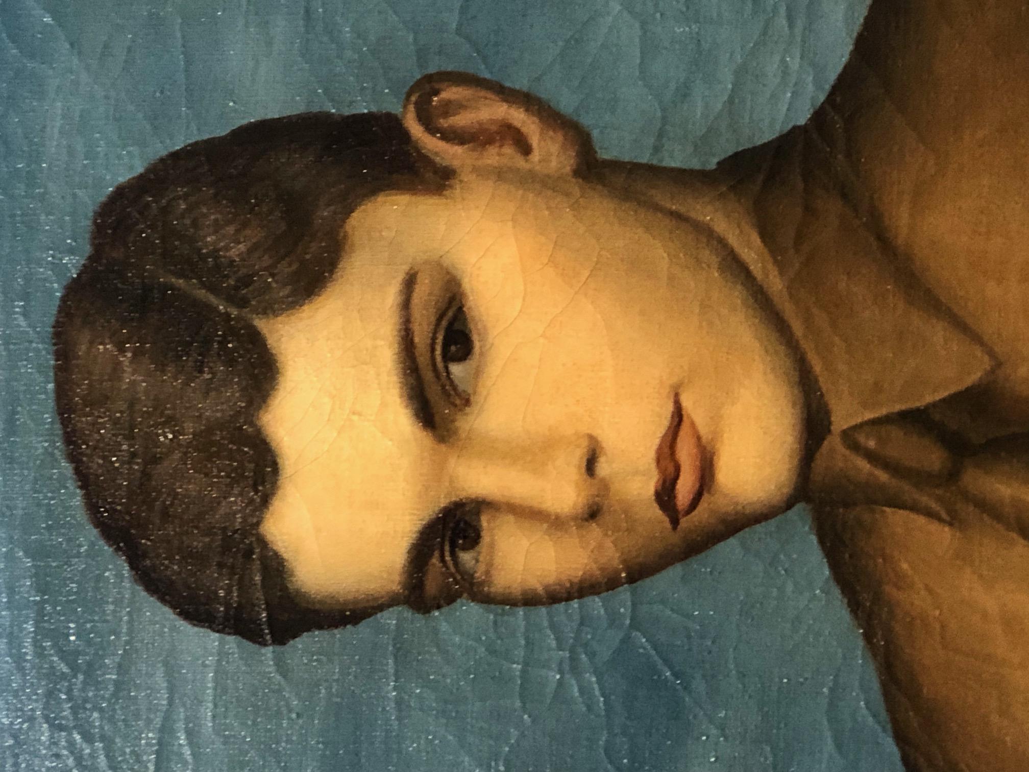 Art Deco Paul Meltsner, Portrait of a Youth, American Modernist Realism O/C, c. 1940 For Sale