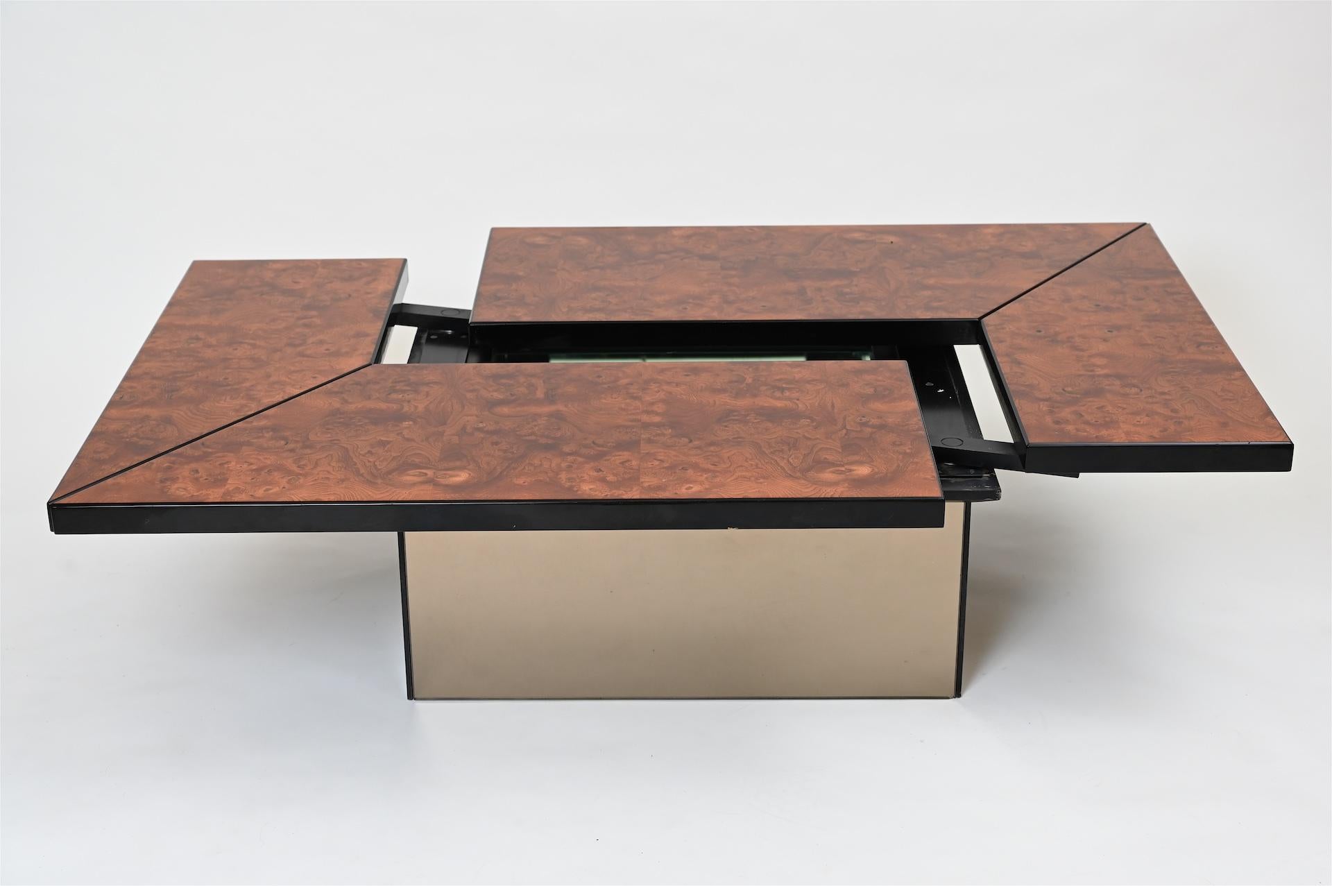 Mid-Century Modern Paul Michel Burl Wood Cocktail Coffee Table, France, circa 1970