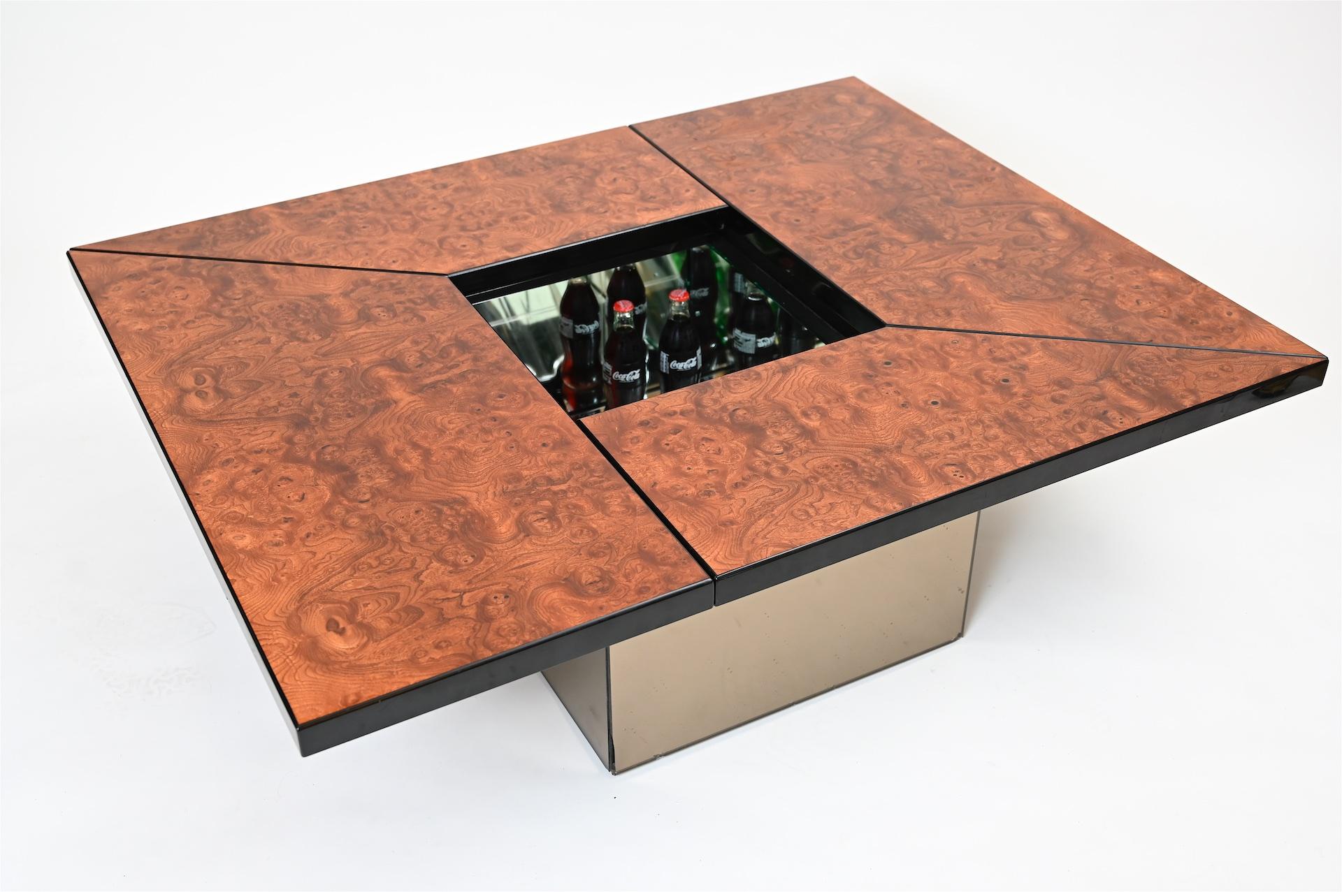 French Paul Michel Burl Wood Cocktail Coffee Table, France, circa 1970