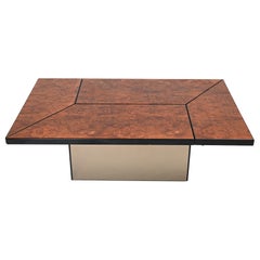 Vintage Paul Michel Burl Wood Cocktail Coffee Table, France, circa 1970