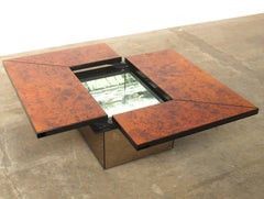 Paul Michel Burl Wood Multi-Functional Coffee Table and Dry Bar
