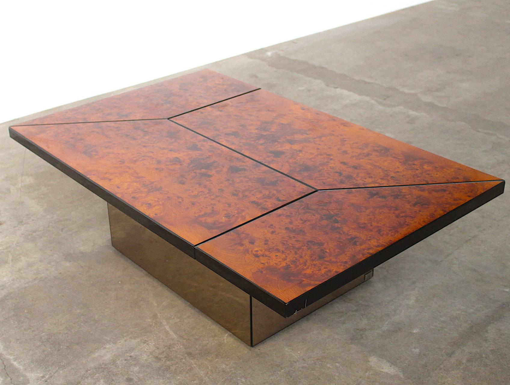 Paul Michel Burl Wood Multi-Functional Coffee Table and Dry Bar In Excellent Condition For Sale In Amsterdam, NL