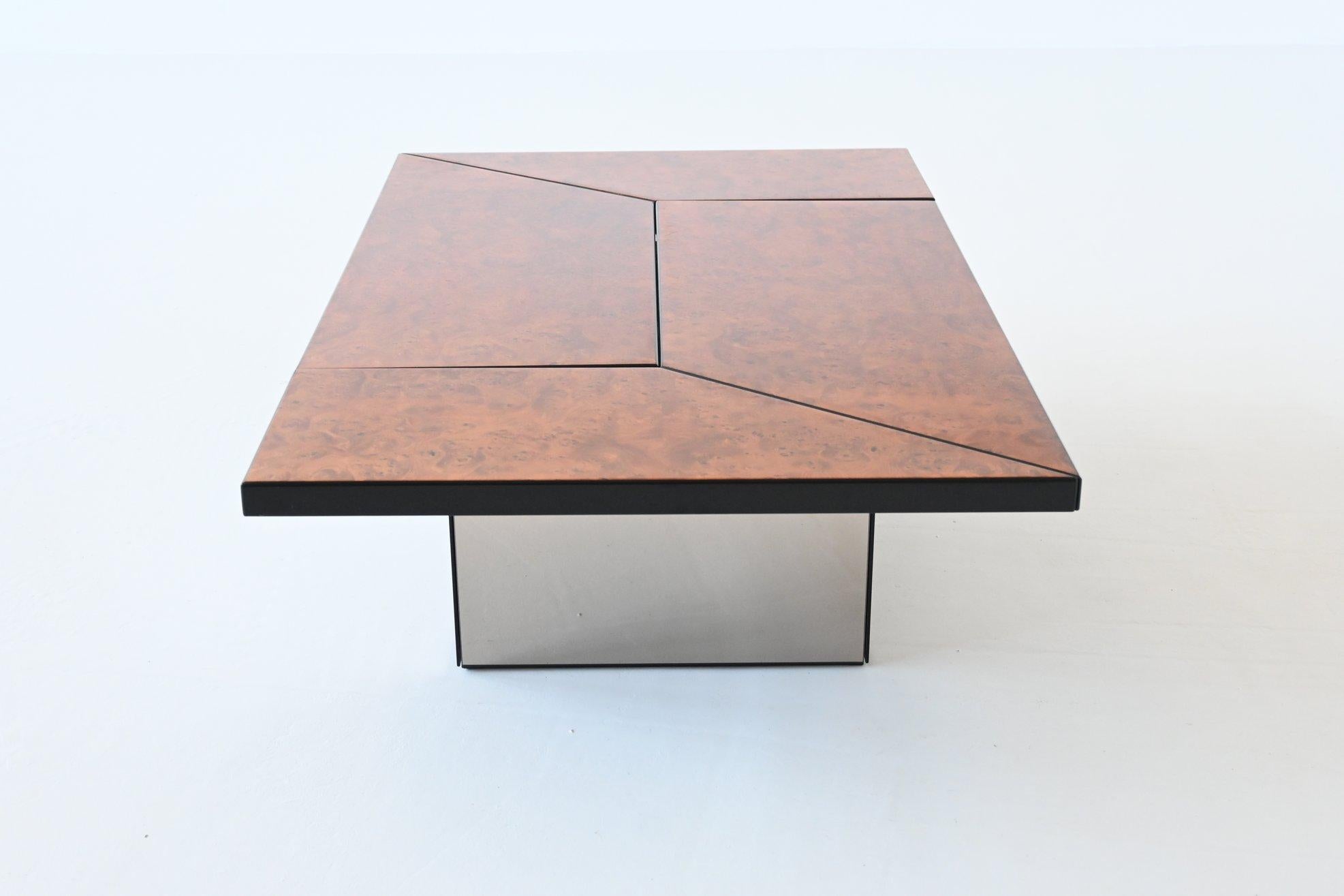 Late 20th Century Paul Michel Cocktail Bar Coffee Table Burl Wood, France, 1970