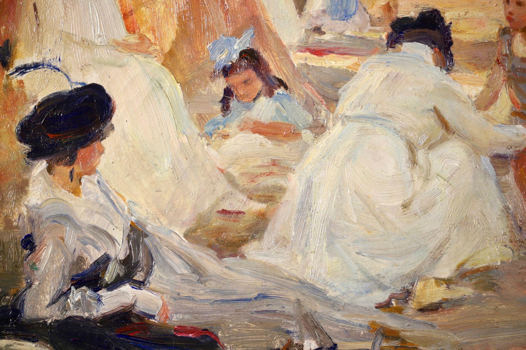 At the Beach - Post Impressionist Oil, Figures in Landscape by Paul Michel Dupuy 7