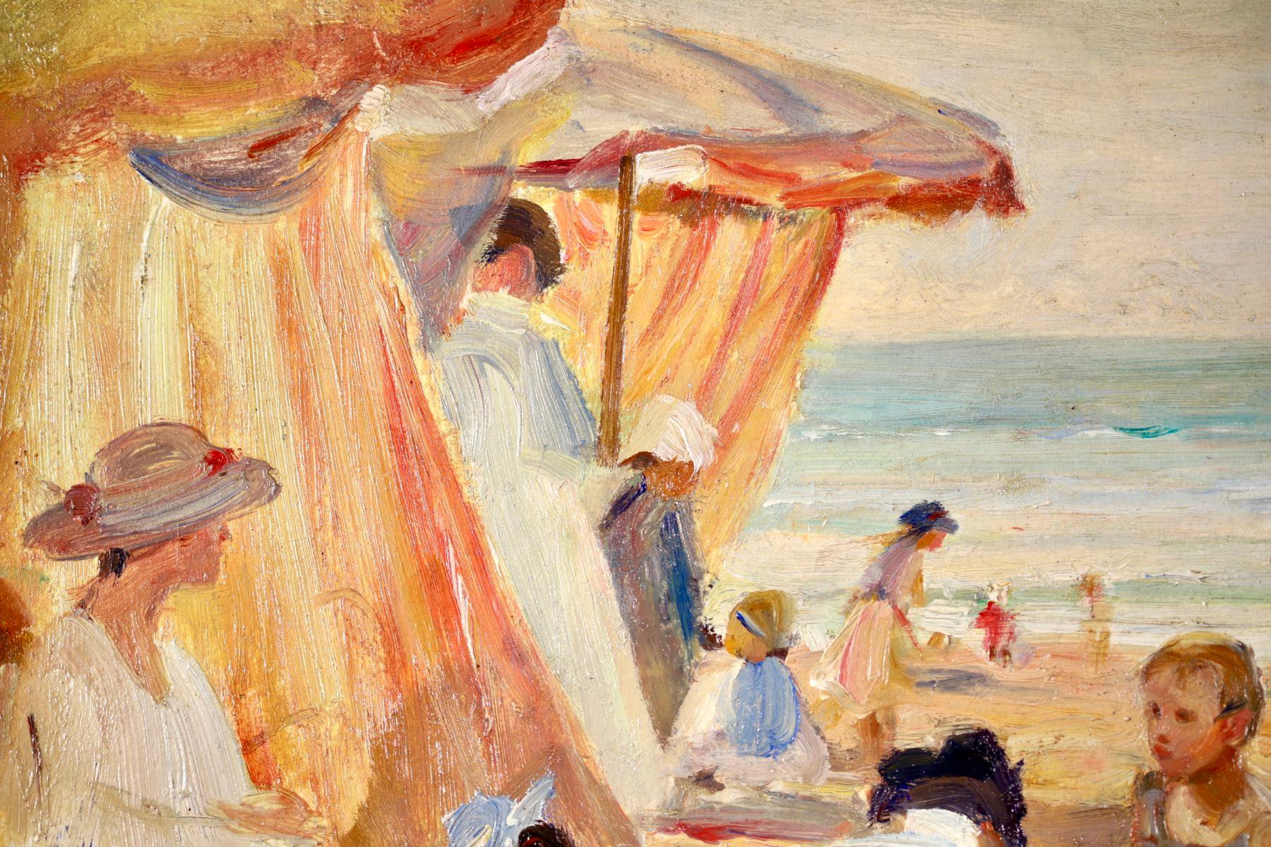 At the Beach - Post Impressionist Oil, Figures in Landscape by Paul Michel Dupuy 1