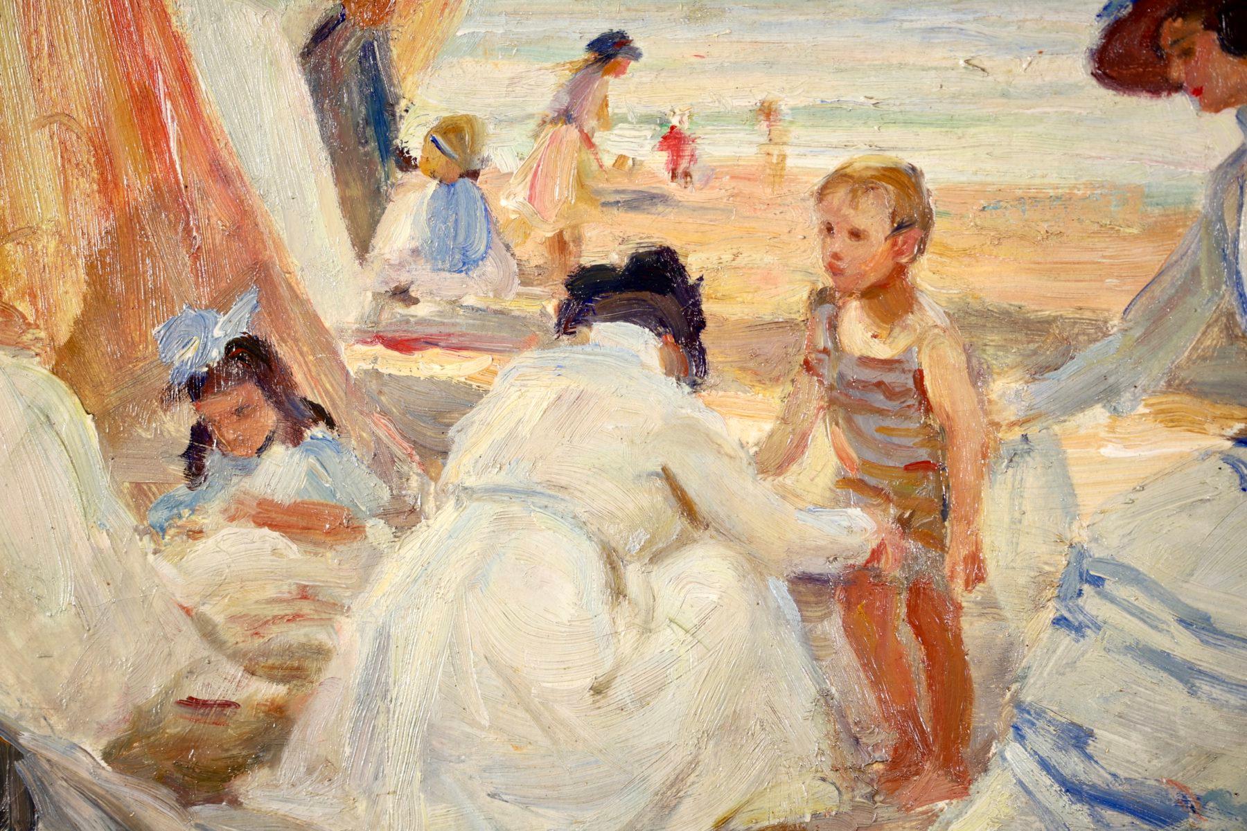 At the Beach - Post Impressionist Oil, Figures in Landscape by Paul Michel Dupuy 3