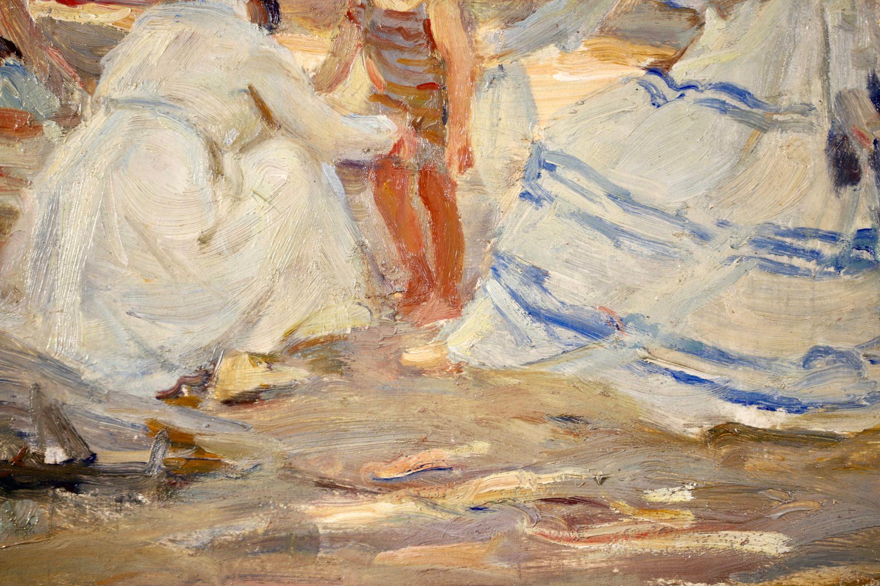 At the Beach - Post Impressionist Oil, Figures in Landscape by Paul Michel Dupuy 6