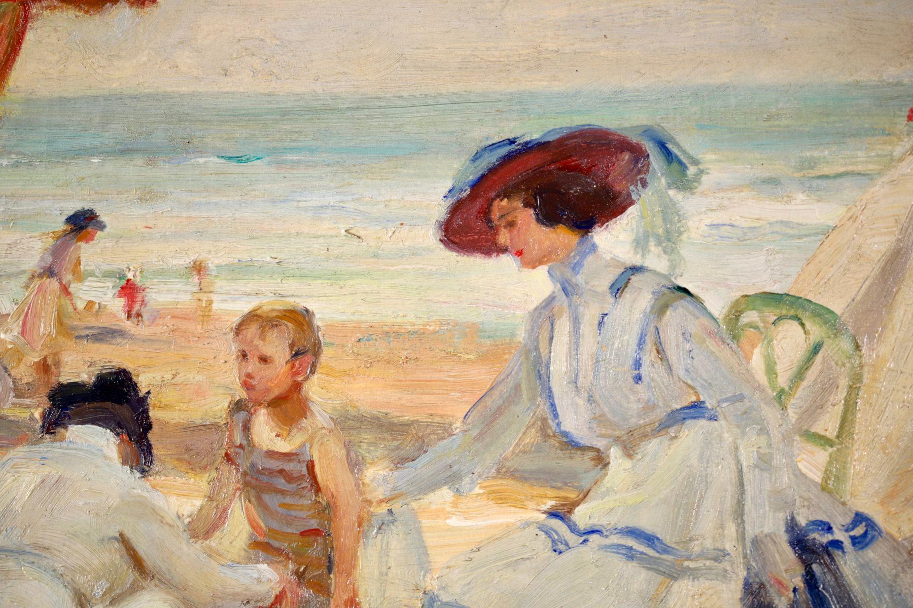 At the Beach - Post Impressionist Oil, Figures in Landscape by Paul Michel Dupuy 7
