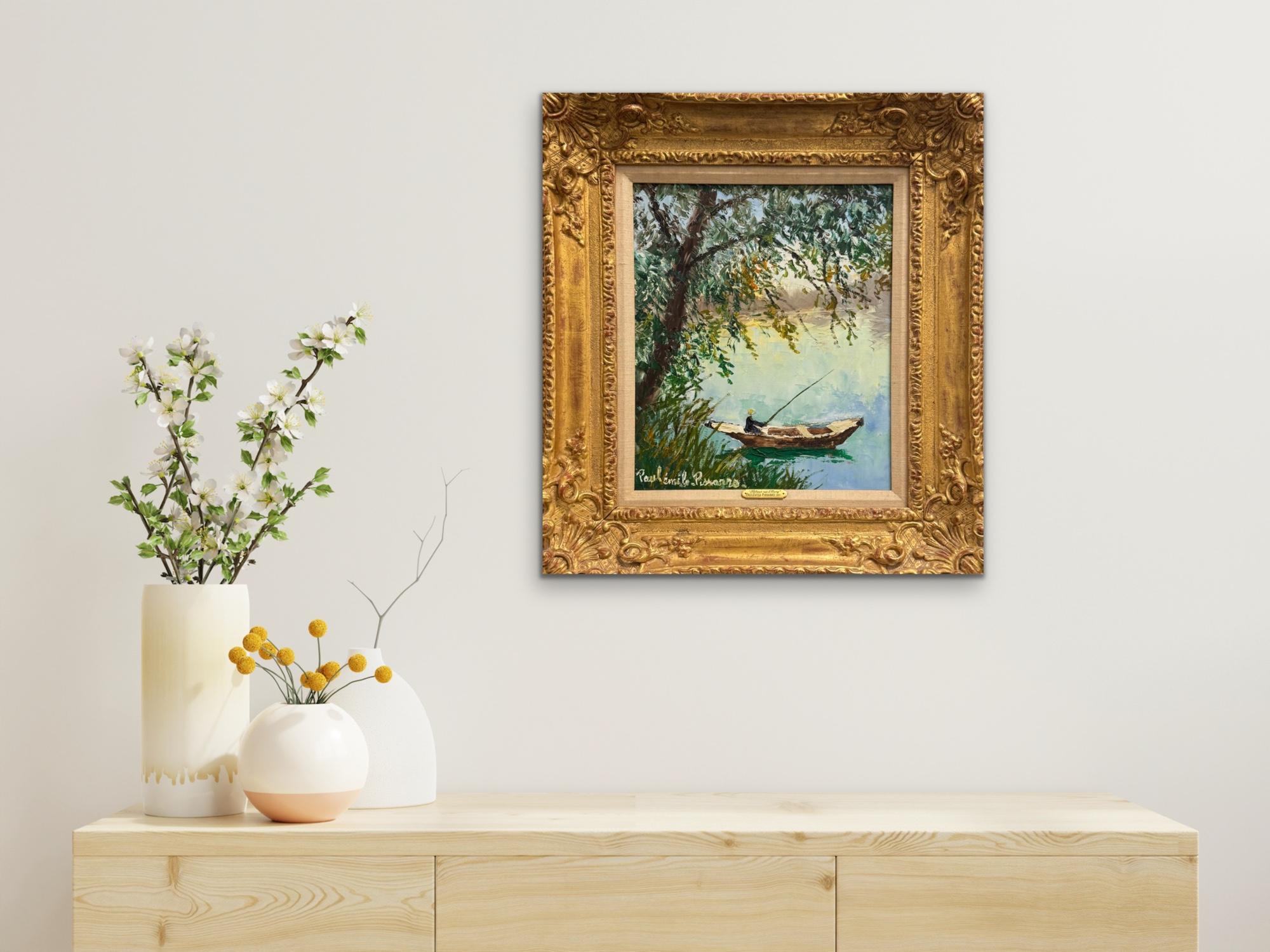 Pêcheur sur l'étang (Fischer auf dem Teich) im Angebot 7