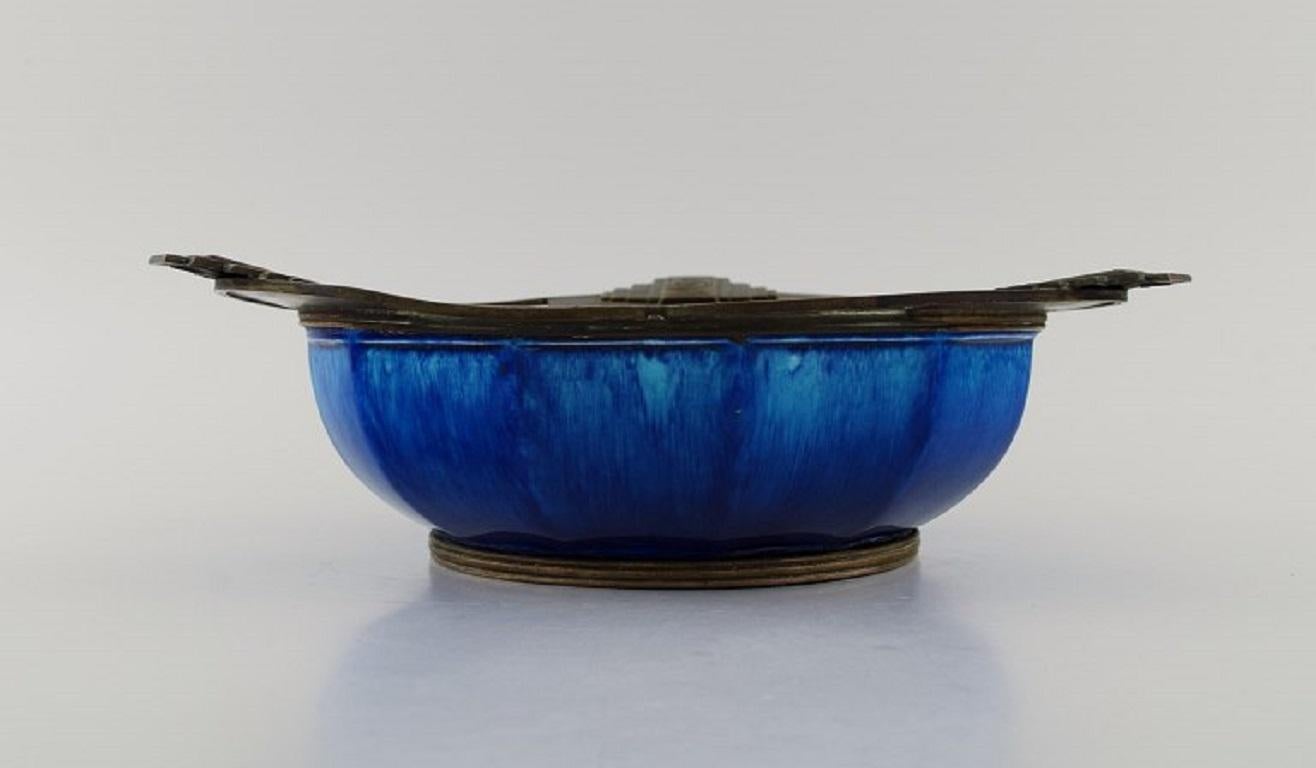 French Paul Milet for Sevres, France, Art Deco Bowl in Glazed Ceramics