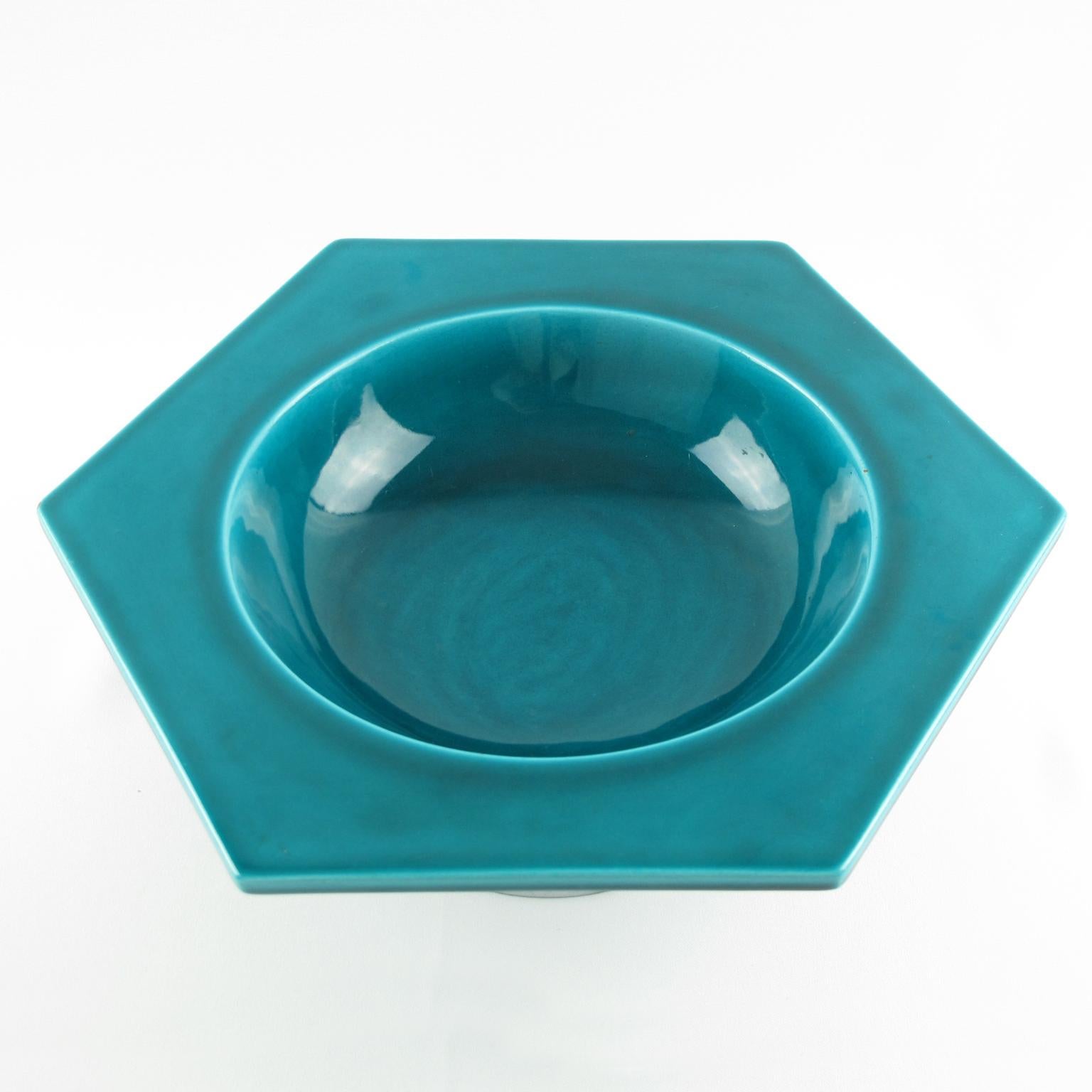 Mid-20th Century Paul Milet for Sevres Art Deco Bronze and Turquoise Ceramic Centerpiece Bowl