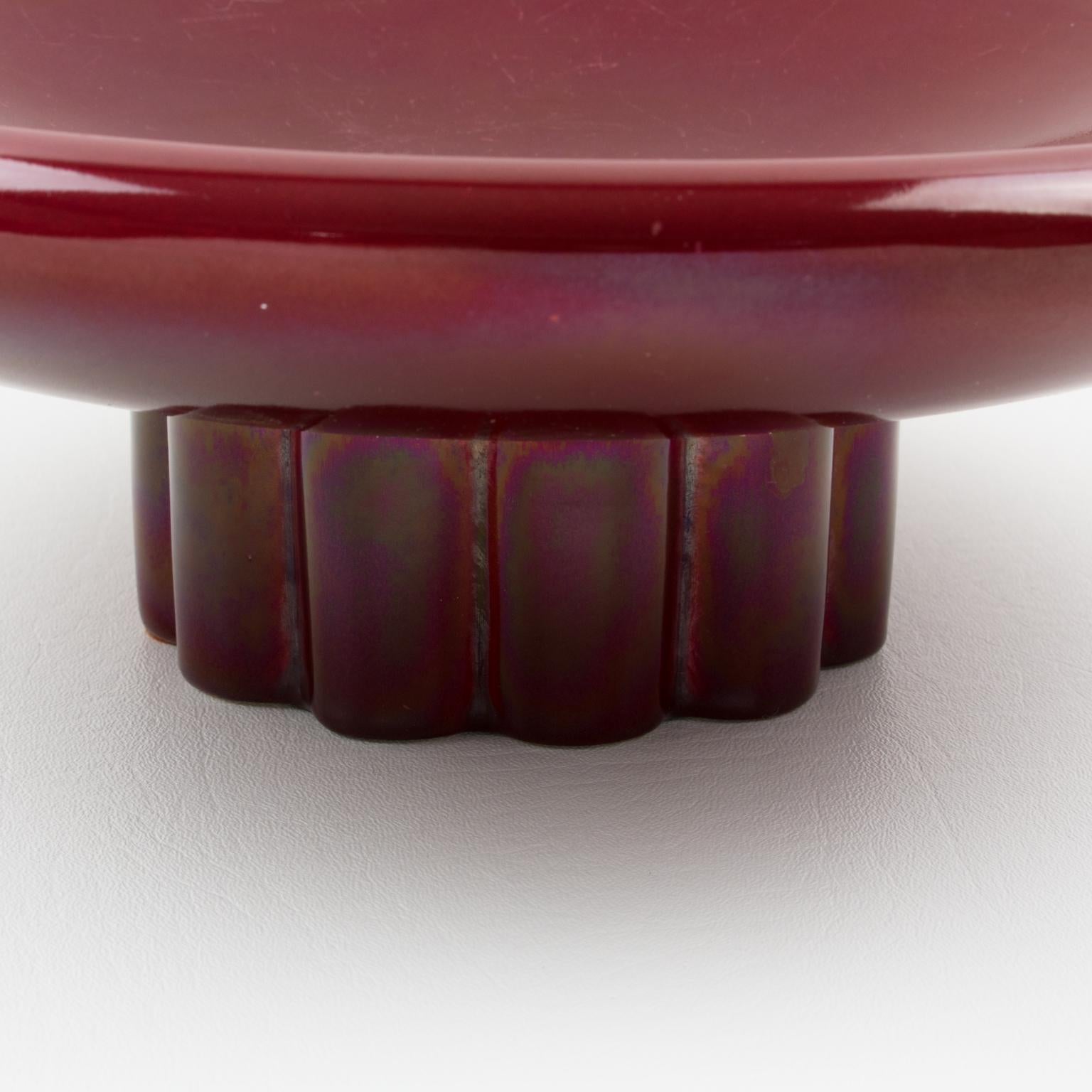 Mid-20th Century Paul Milet for Sevres Art Deco Oxblood Ceramic Bowl Centerpiece