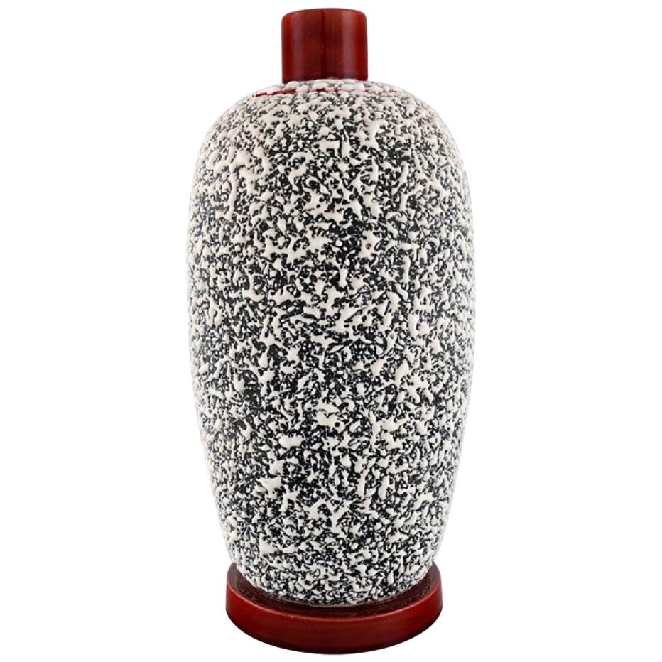 Paul Milet per Sevres, Francia, Grande vaso con coperchio Art Deco in ceramica smaltata