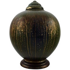 Paul Milet for Sevres, Large Vase in Earthenware, Turquoise Overglaze
