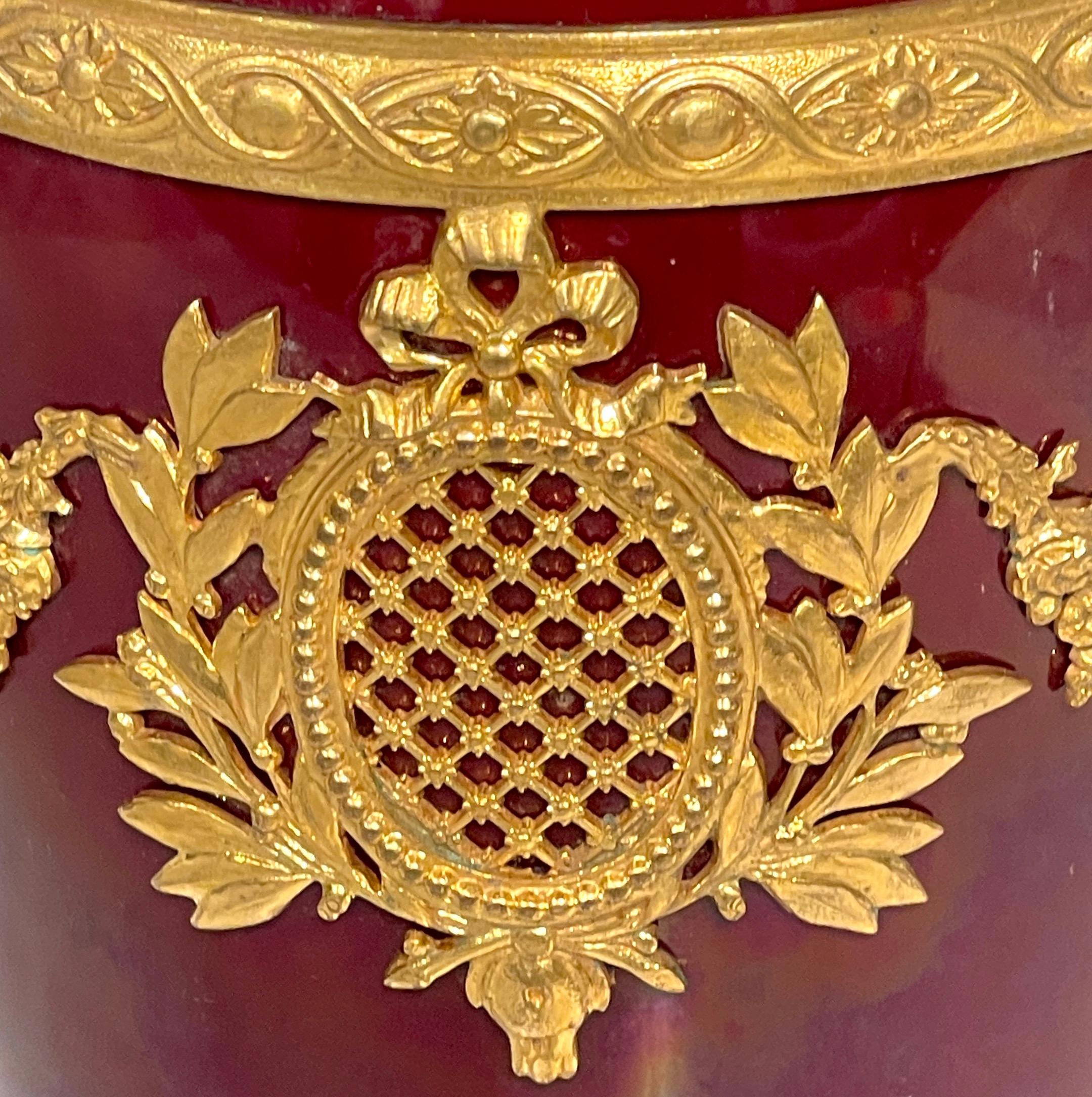 Paul Milet for Sevres Red Flambe Ormolu Mounted Neoclassical Vase  For Sale 2