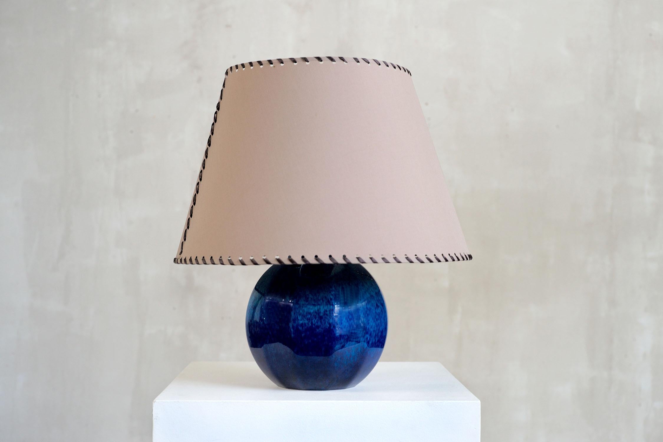 Paul Milet, Sèvres, Blue Ceramic Living Room Lamp, France, 1940 2