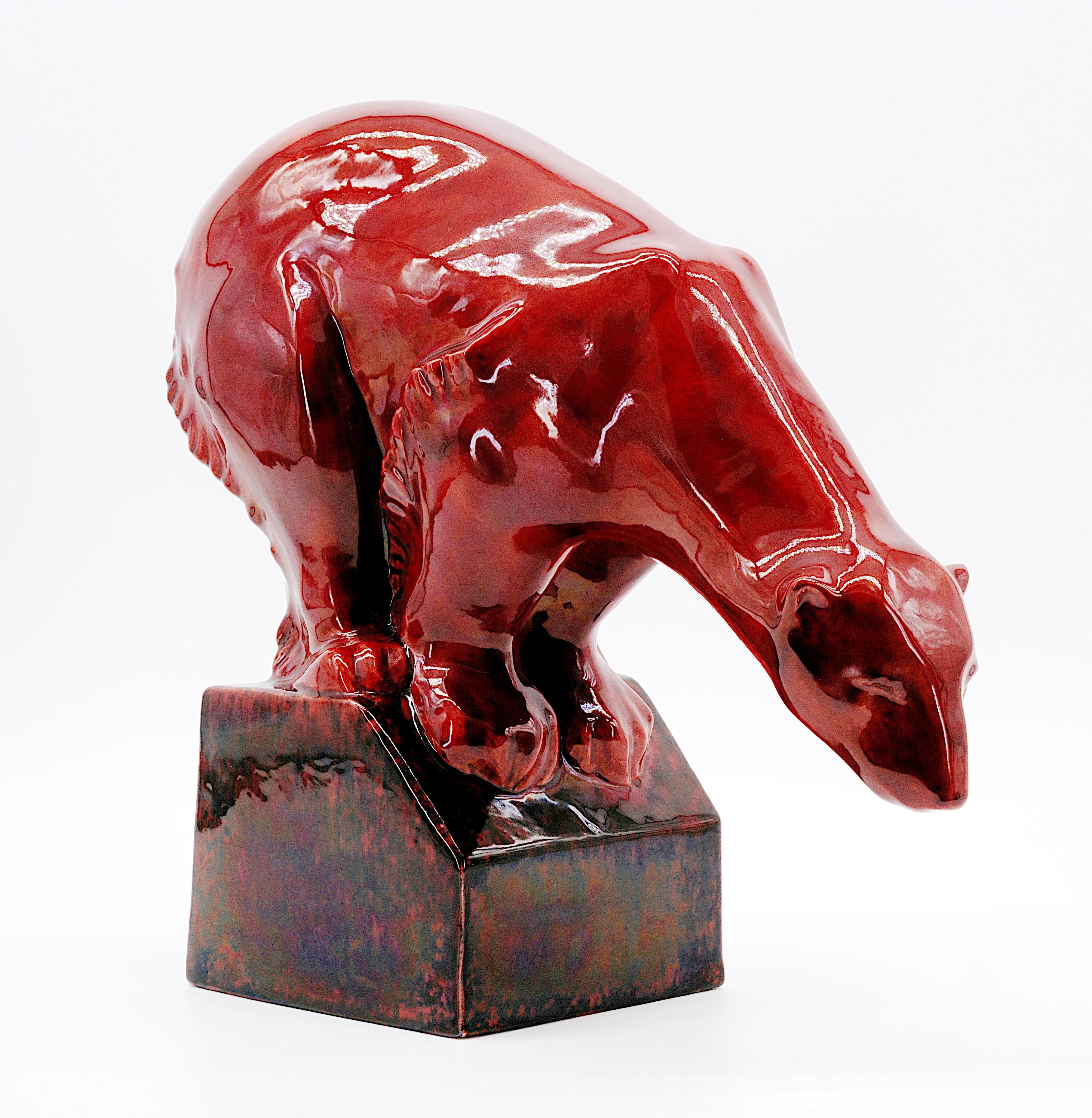 Paul Milet Sevres French Art Deco Stoneware Bear, 1920 In Excellent Condition For Sale In Saint-Amans-des-Cots, FR