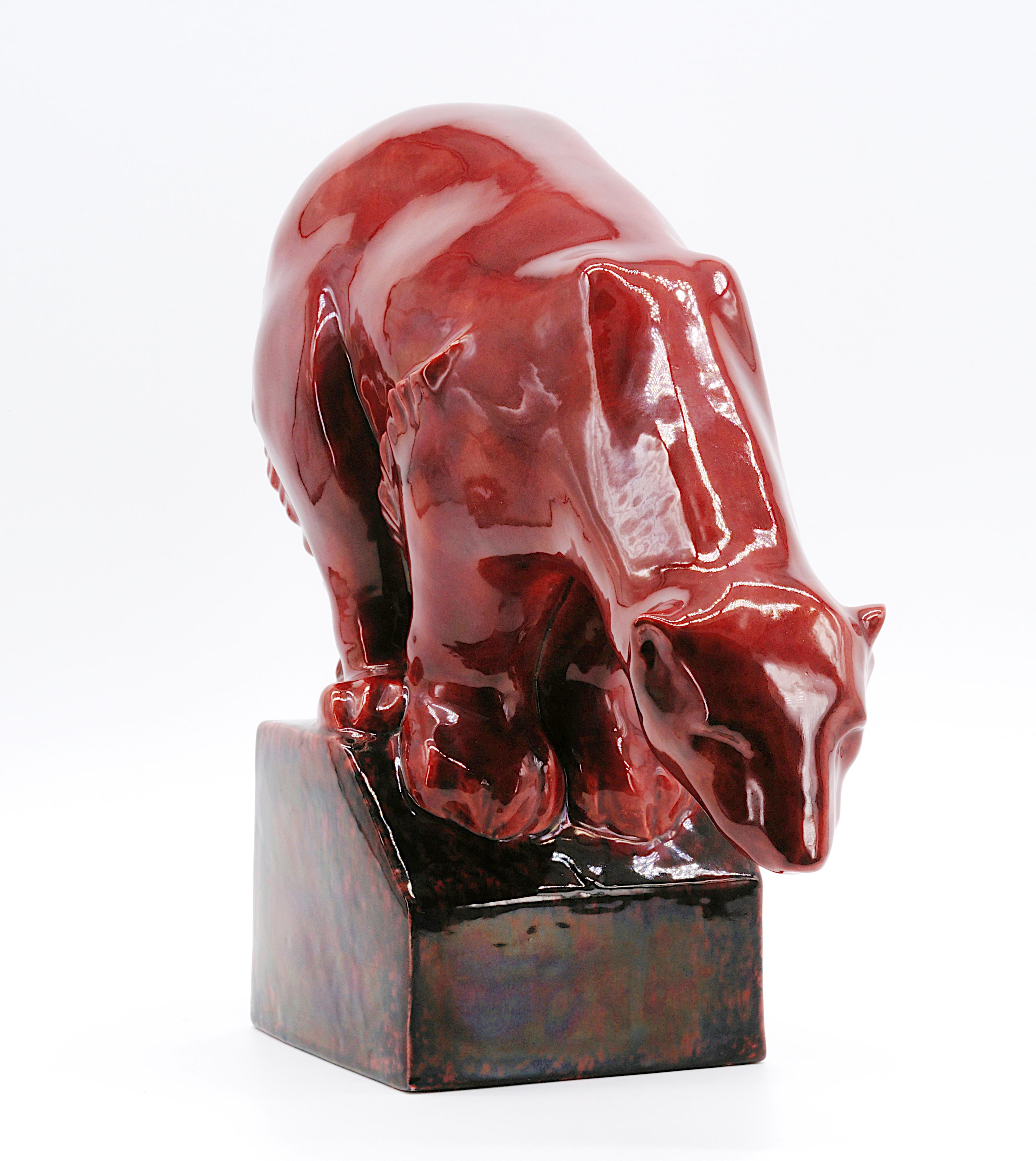 Early 20th Century Paul Milet Sevres French Art Deco Stoneware Bear, 1920 For Sale