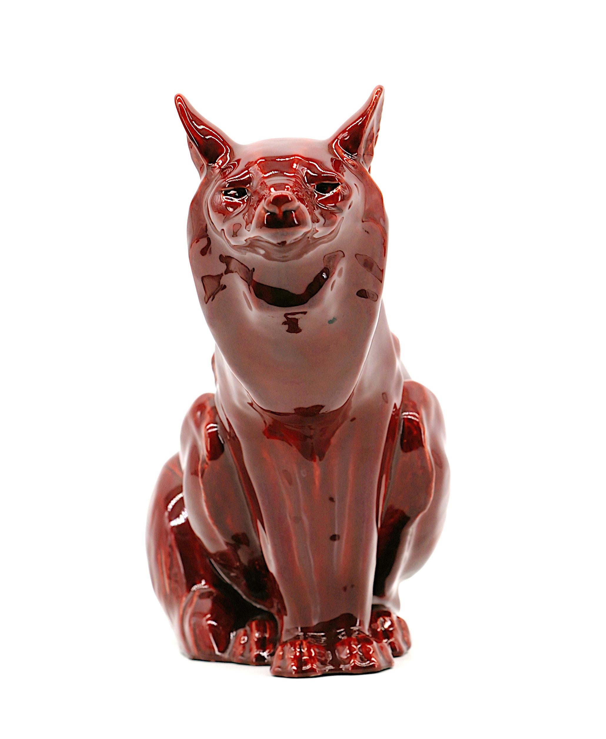 Paul Milet Sèvres Französisch Art Deco Steingut Fuchs, 1920 im Zustand „Hervorragend“ im Angebot in Saint-Amans-des-Cots, FR