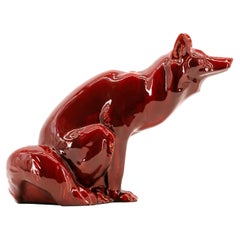 Paul Milet Sèvres Französisch Art Deco Steingut Fuchs, 1920