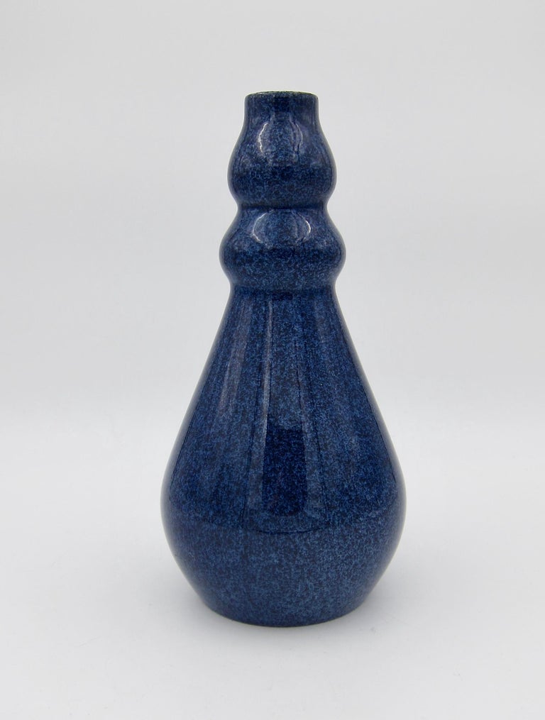 Paul Milet Sevres French Faience Art Deco Vase With Blue Poudre