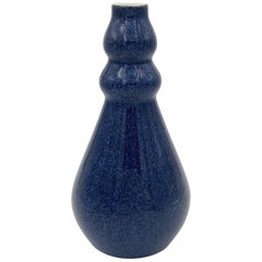 Paul Milet Sevres French Faience Art Deco Vase with Blue Poudre Glaze