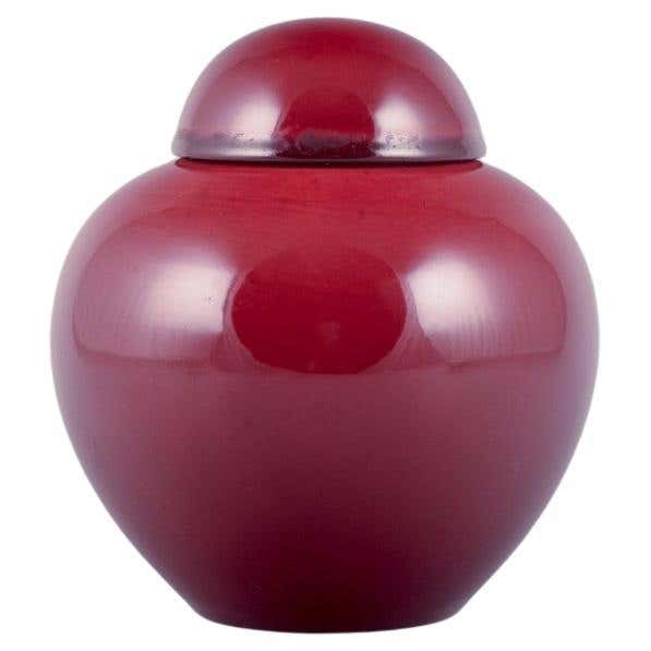 Pair of Red Glazed Ceramic Jars with Lids Made in Italy Stamped and ...