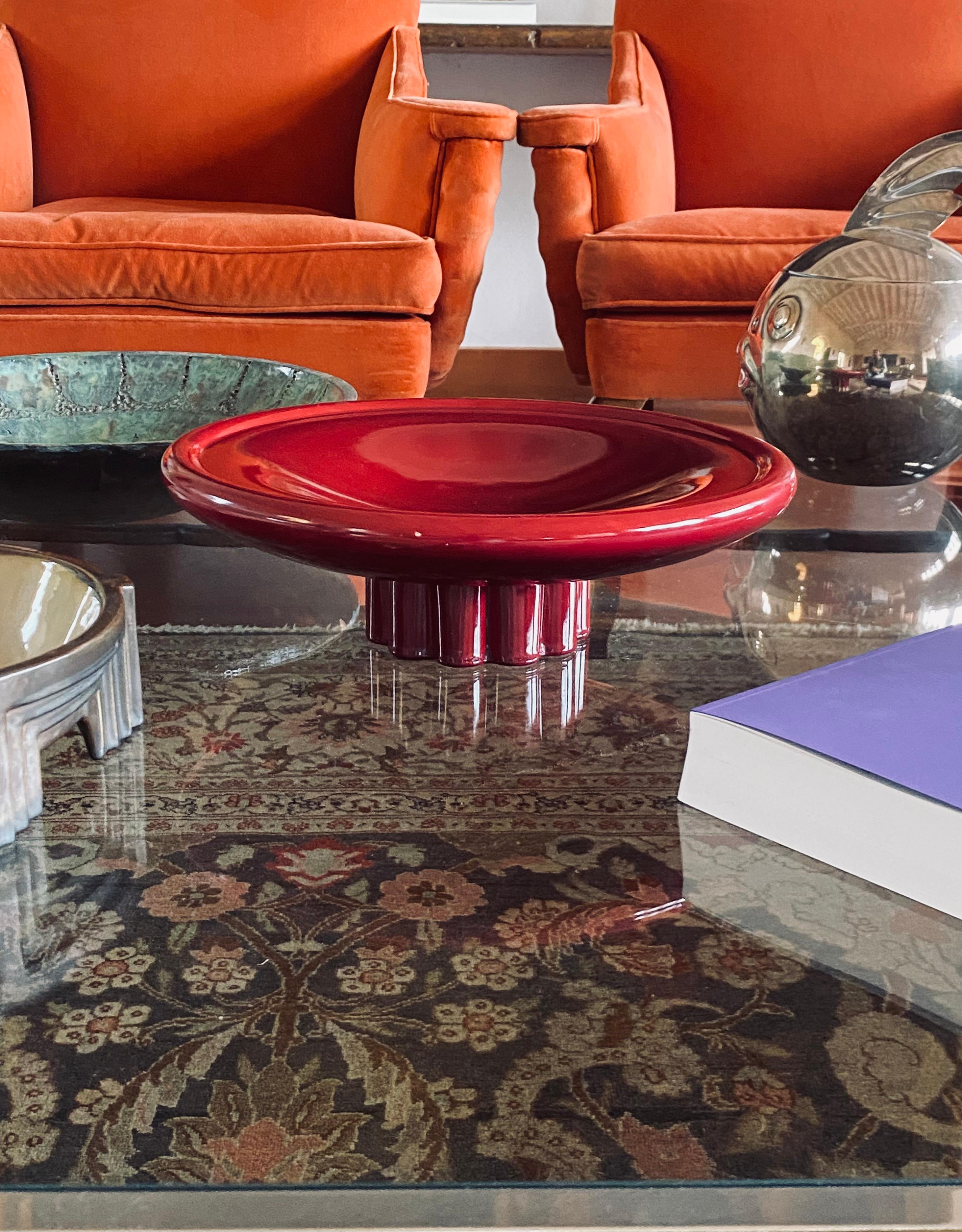 Modernes rotes Vide poche-/Mittelstück von Paul Millet, Sevres, Frankreich 1930er Jahre im Angebot 1