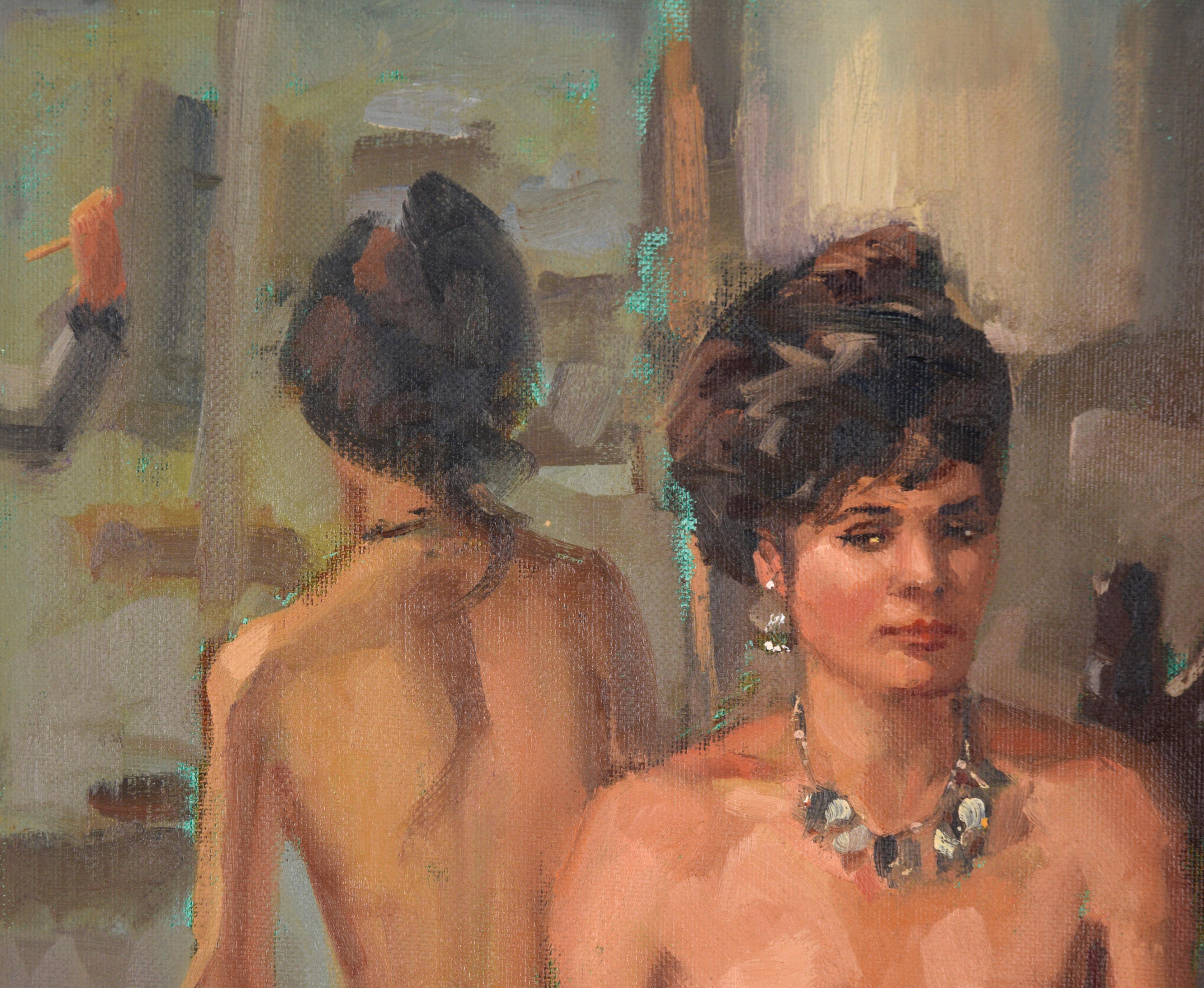 Nudo in studio, davanti allo specchio - Ritratto a olio su tavola d'artista - Painting Contemporaneo di Paul Milosevich