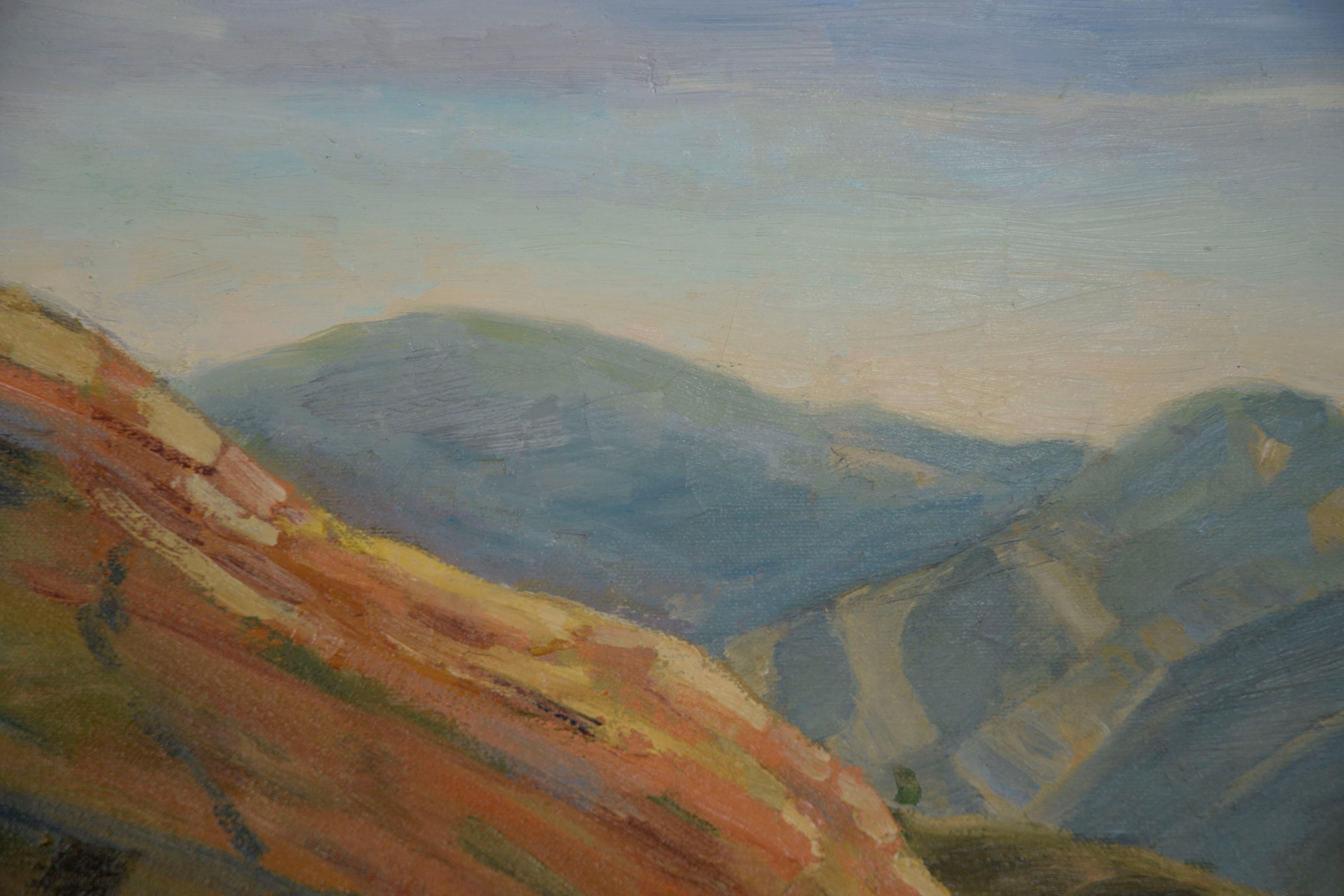 Wonderful mid-century plein air impressionistic landscape of Vasquez Rocks by Paul Miram (German/American 1904-2001), 1964. Painted in loose, painterly  style similar to famous Southern California plein air artists such as Hanson Puthuff, William