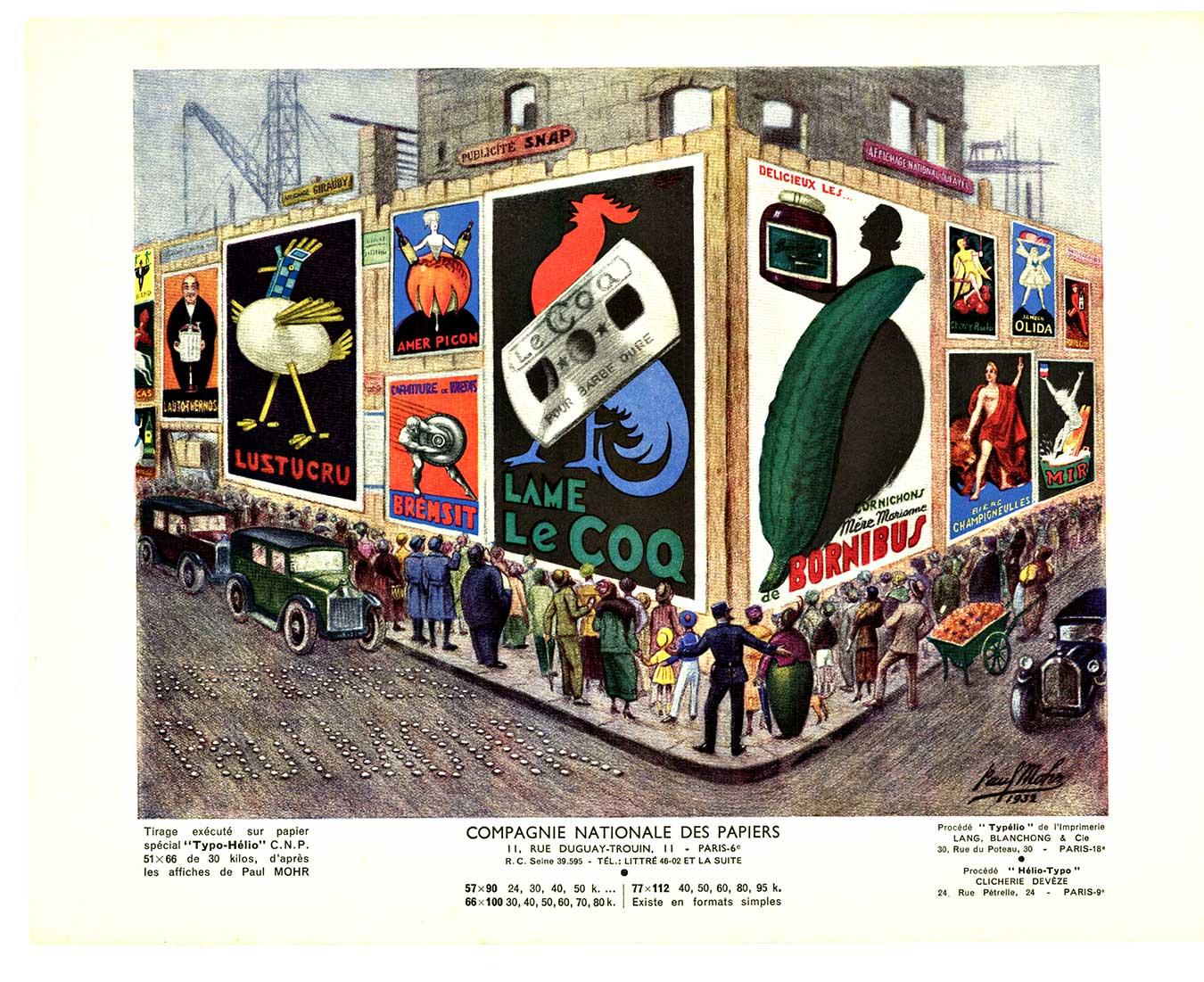 Affiches originali Paul Mohr  Manifesto d'epoca della Compagnie Nationale des Papers 1932