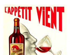 Original Dubonnet l'Appetit Vient vintage French liquor poster