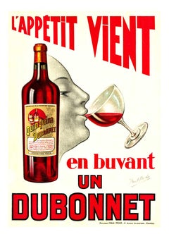 Original Dubonnet l'Appetit Vient vintage French liquor poster
