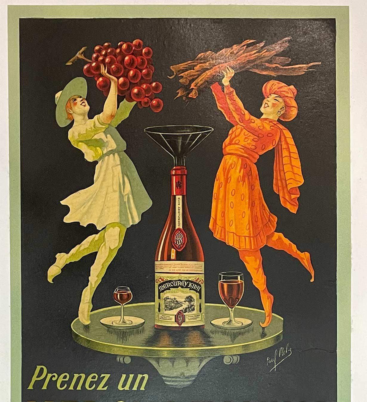 Vintage-Poster-Lithographie „Mercurey Kina“ im Art déco-Stil (Schwarz), Print, von Paul Mohr