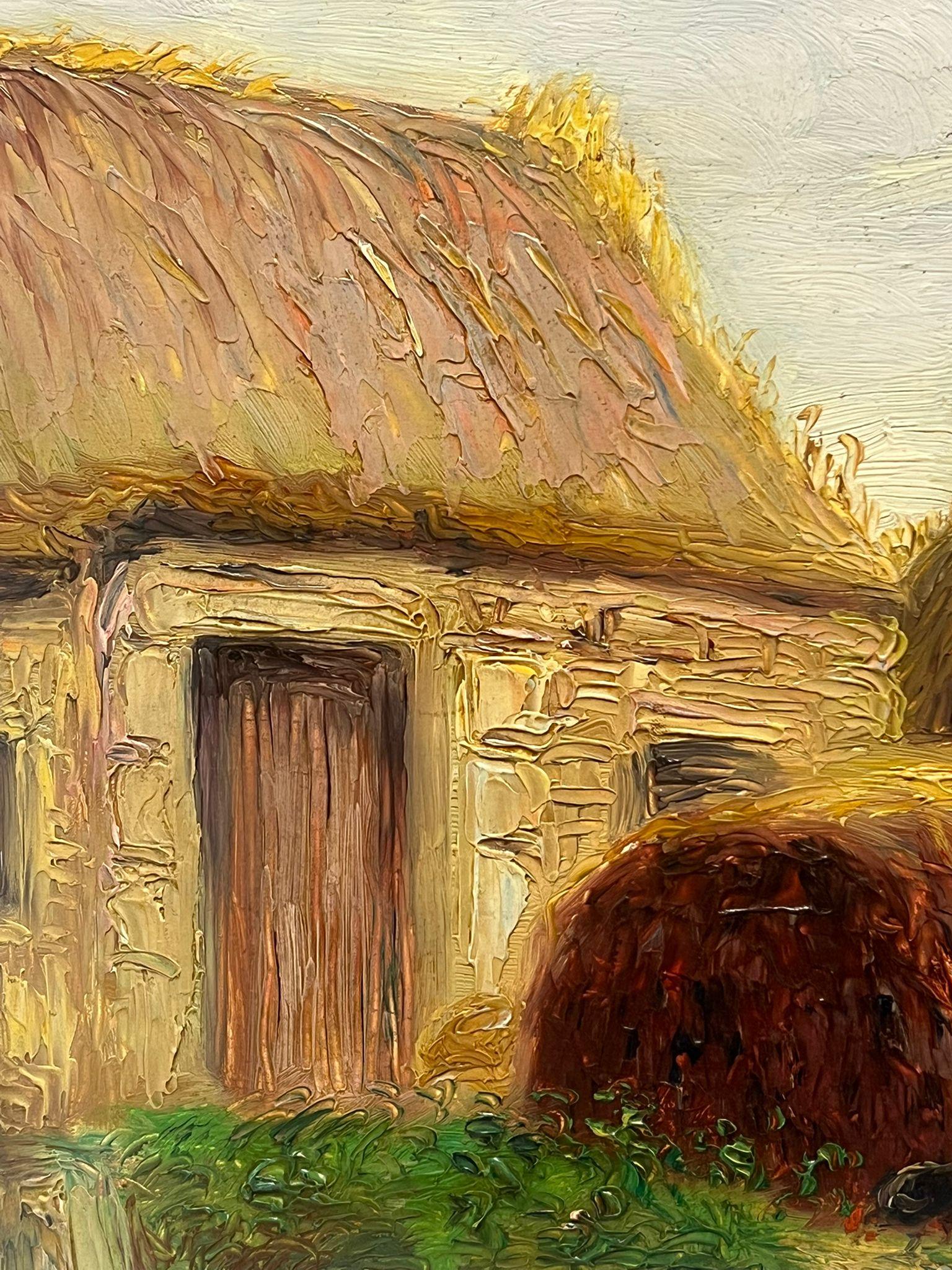 Das Leben in einem rustikalen Dorf, antikes französisches impressionistisches Ölgemälde (Impressionismus), Painting, von Paul Molinard